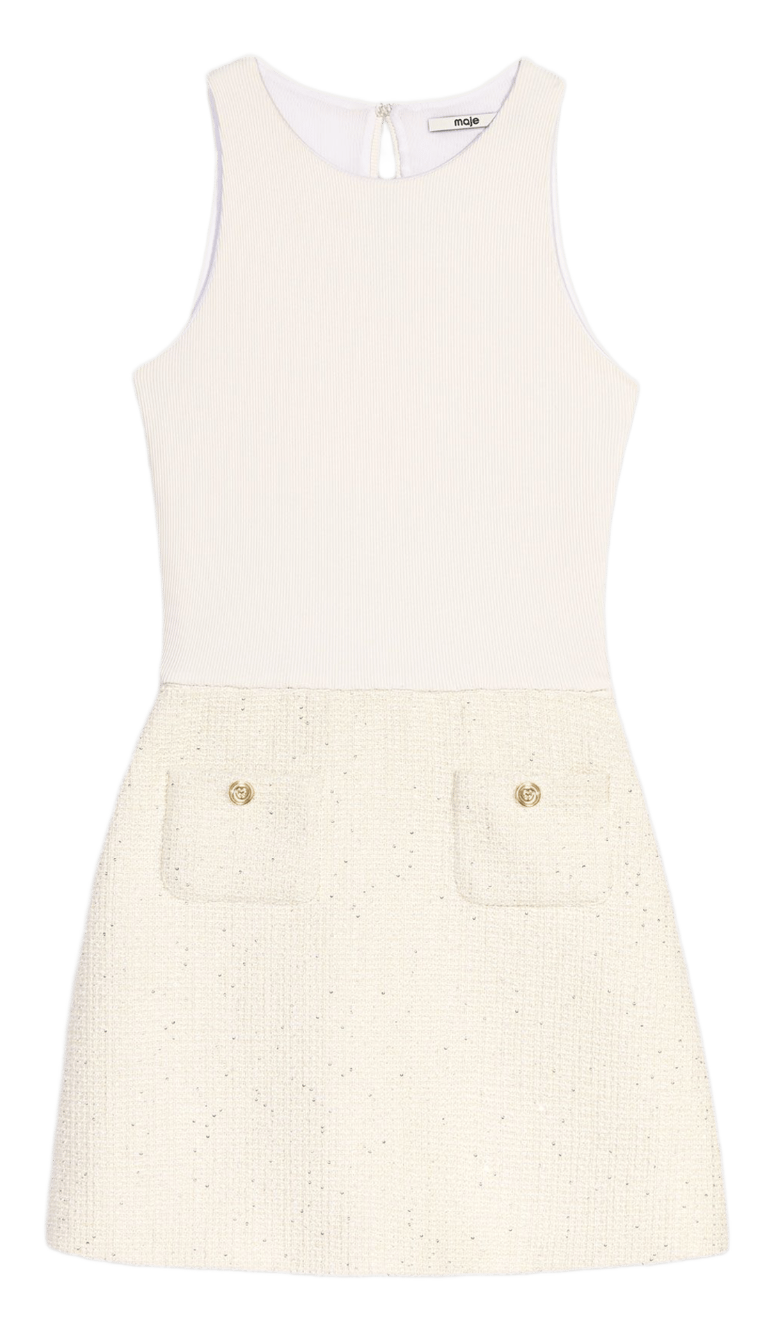 Korte jurk met optische illusie in gemengd katoen MAJE Beige