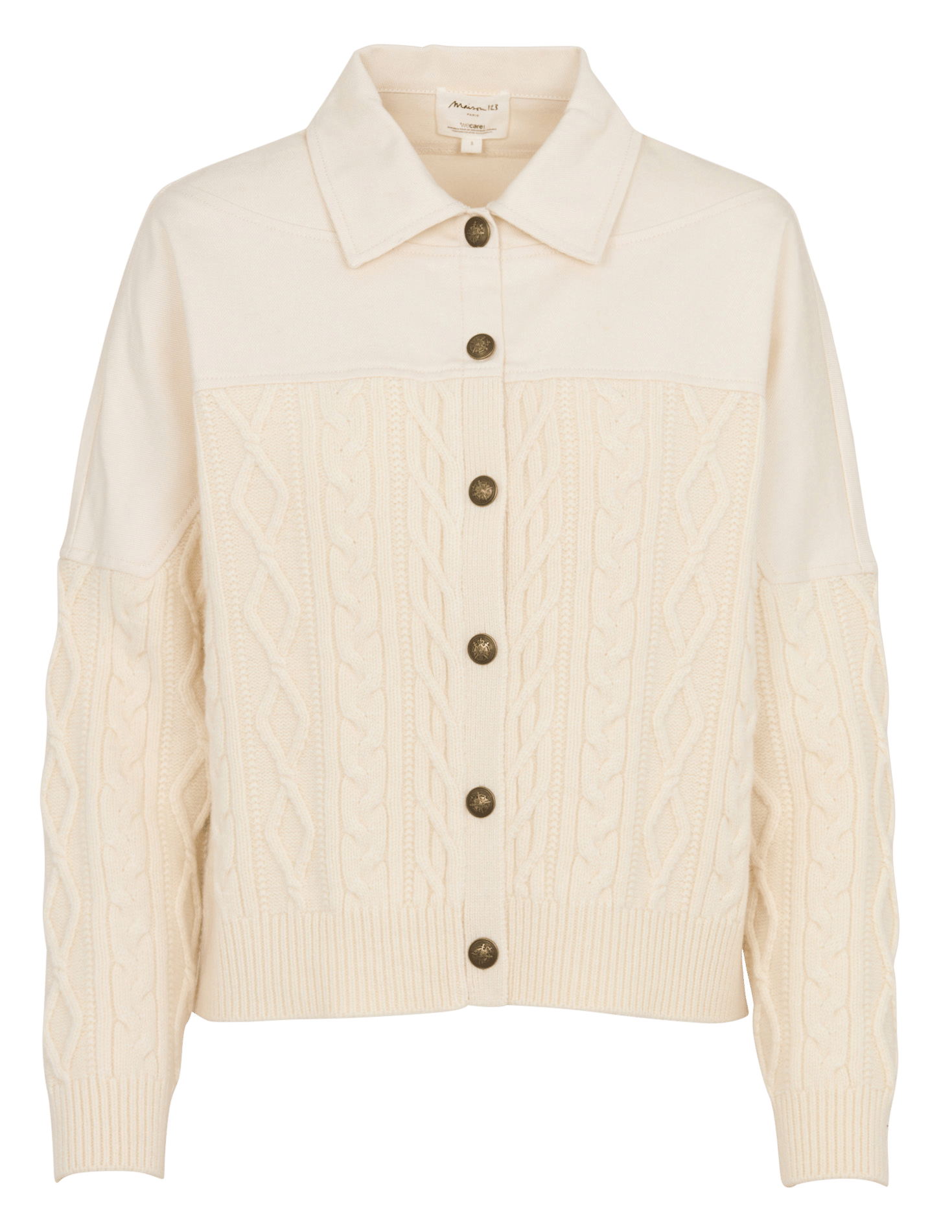 Jacke mit klassischem Reverskragen aus hochwertiger Wolle. MAISON 123 Weiss