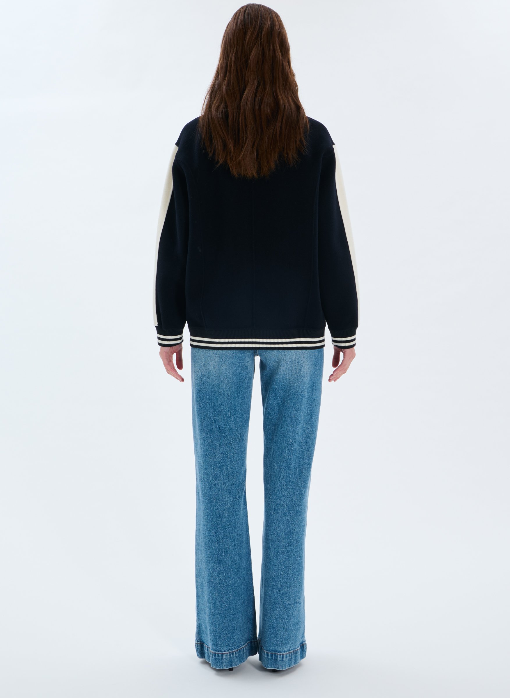 Blouson en laine mélangéze col rond  ZAPA Bleu