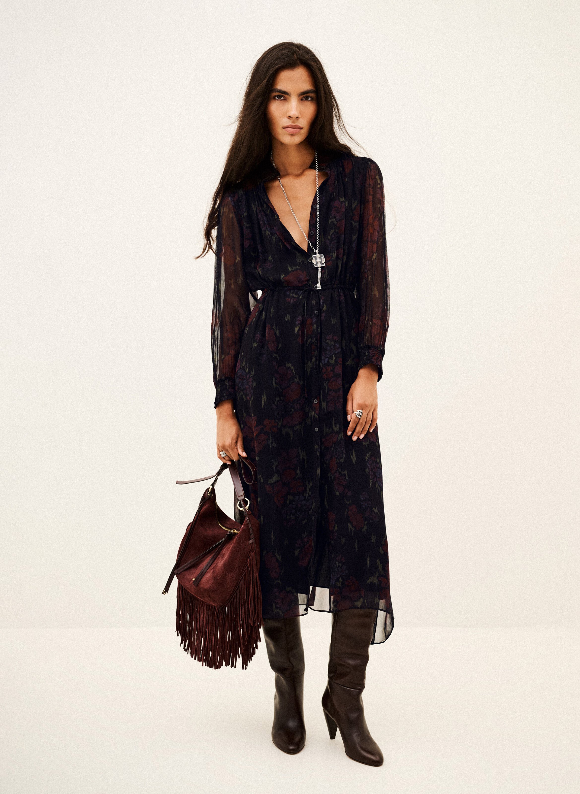 Robe longue ample imprimée BA&SH Noir