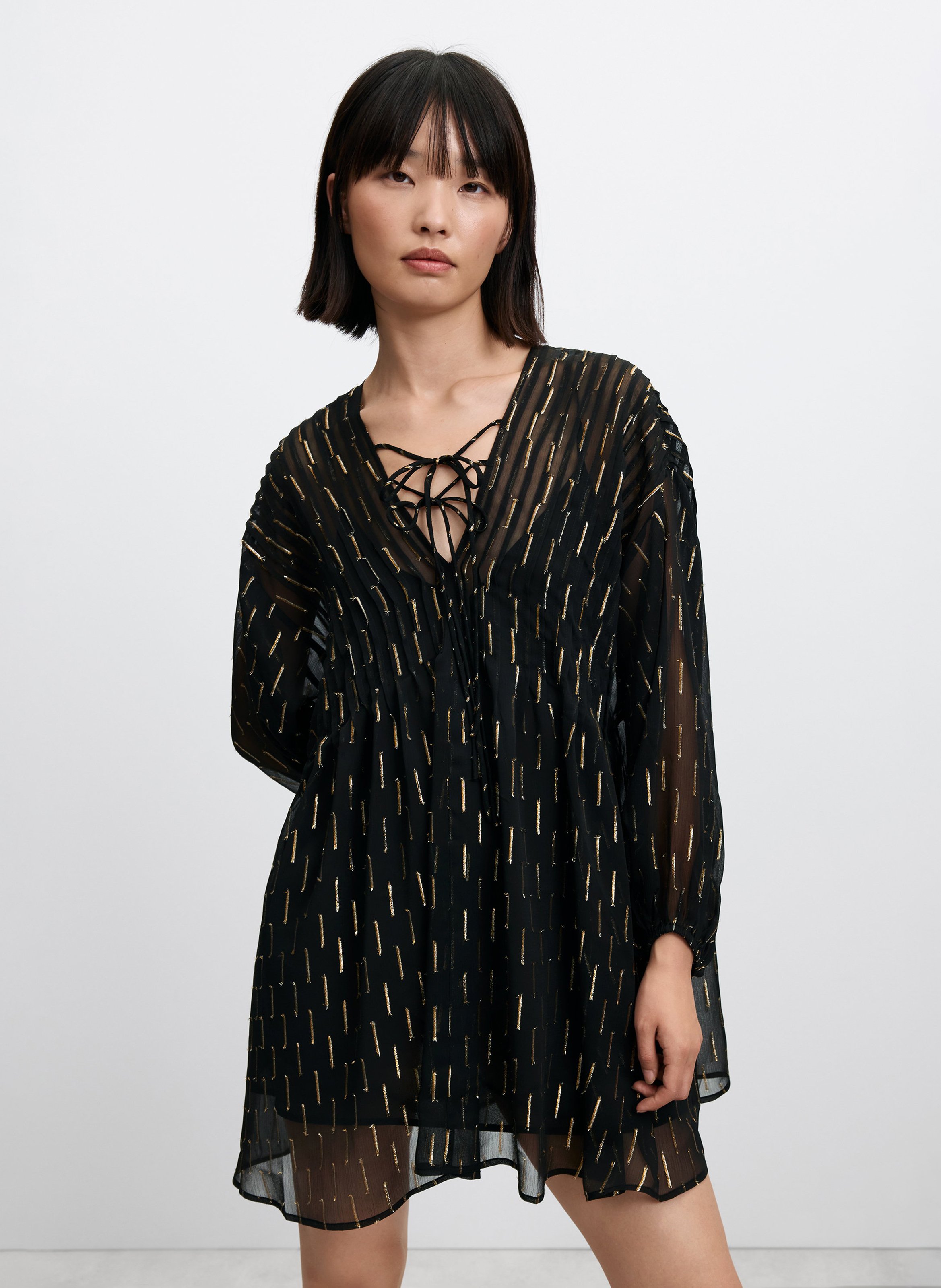 Loose-Fitting Short Patterned Dress DESIGUAL Black