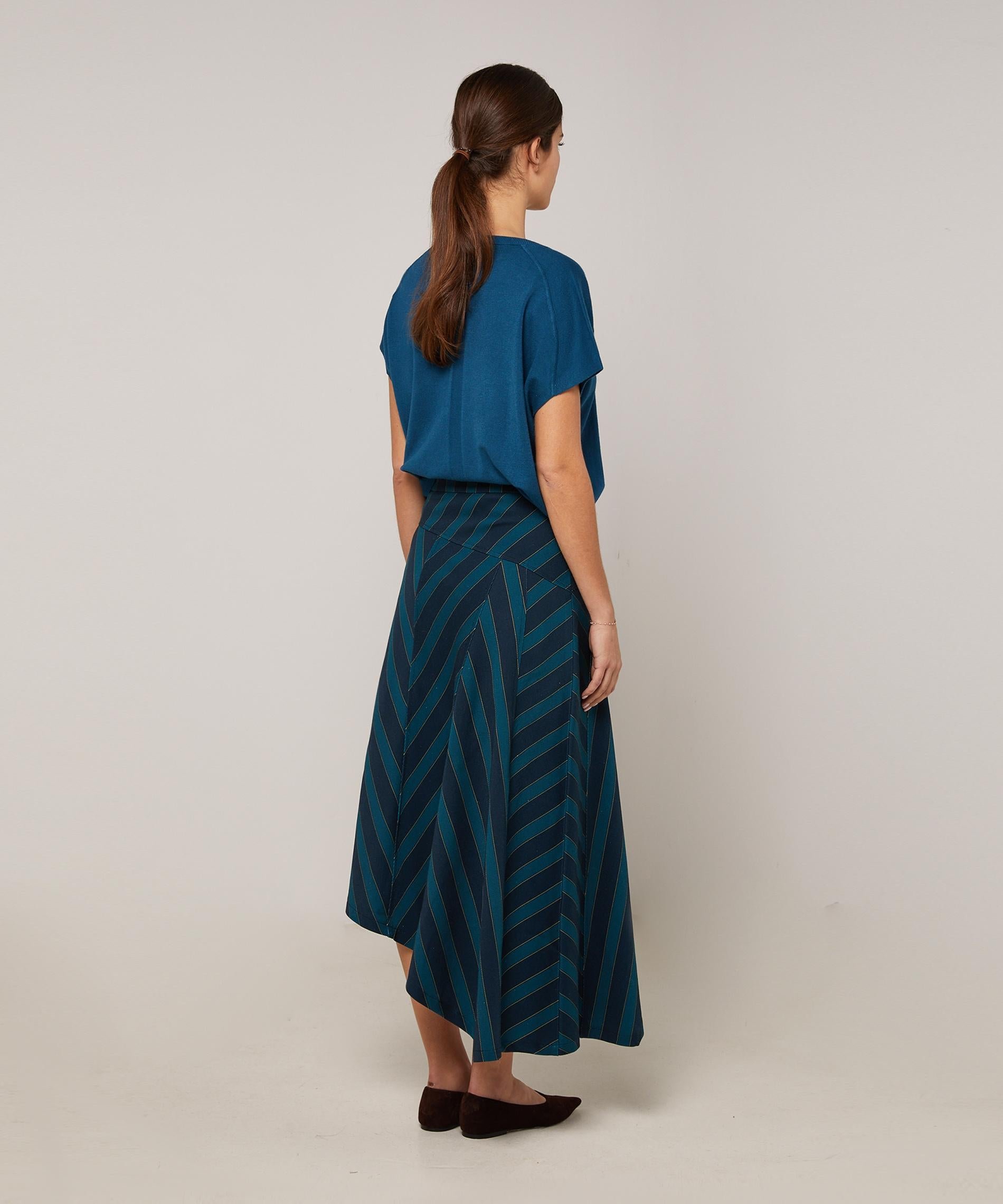 Asymmetrical long skirt in printed canvas RODIER Blue