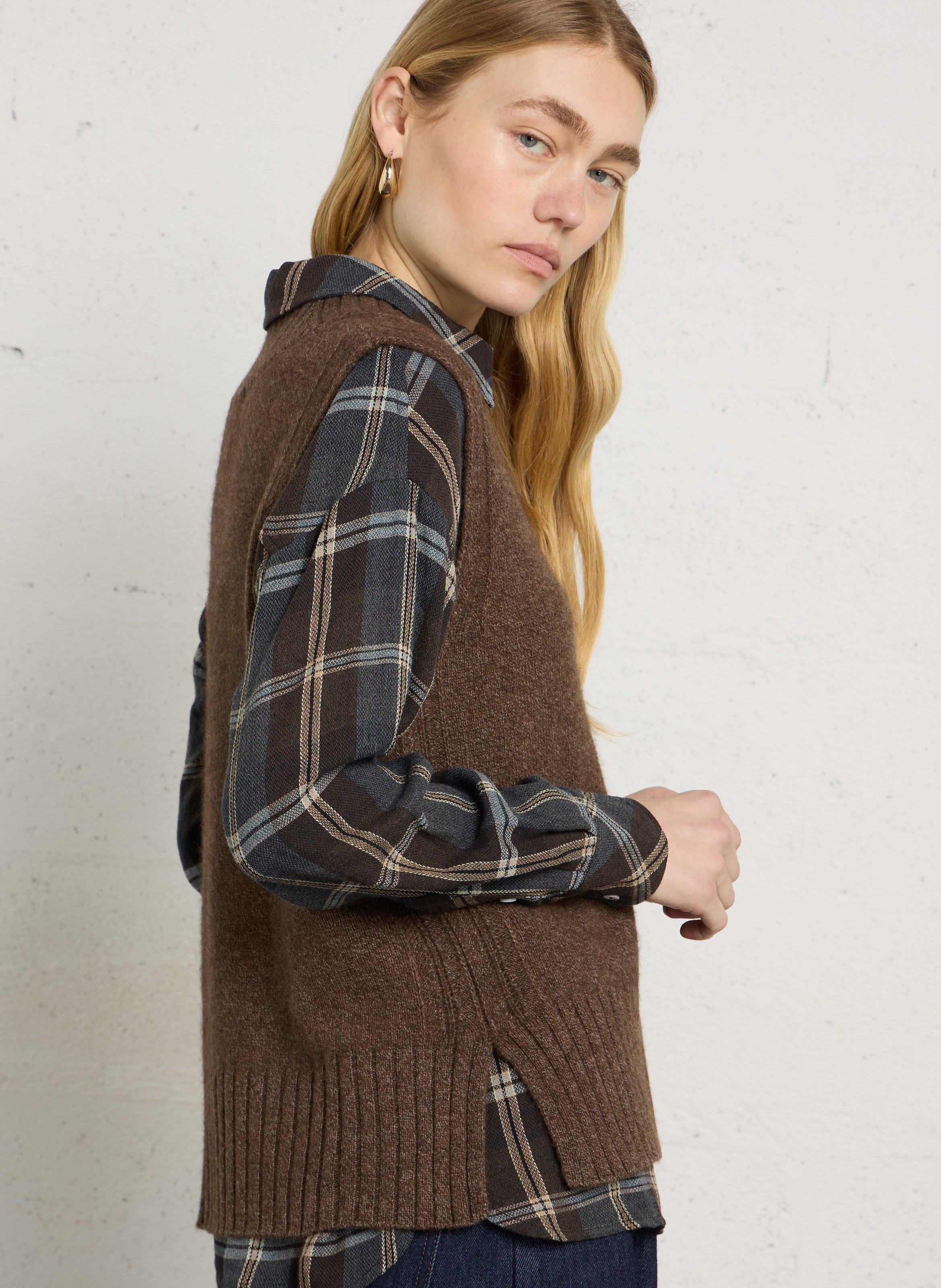 V-neck wool sweater MAISON 123 Grey