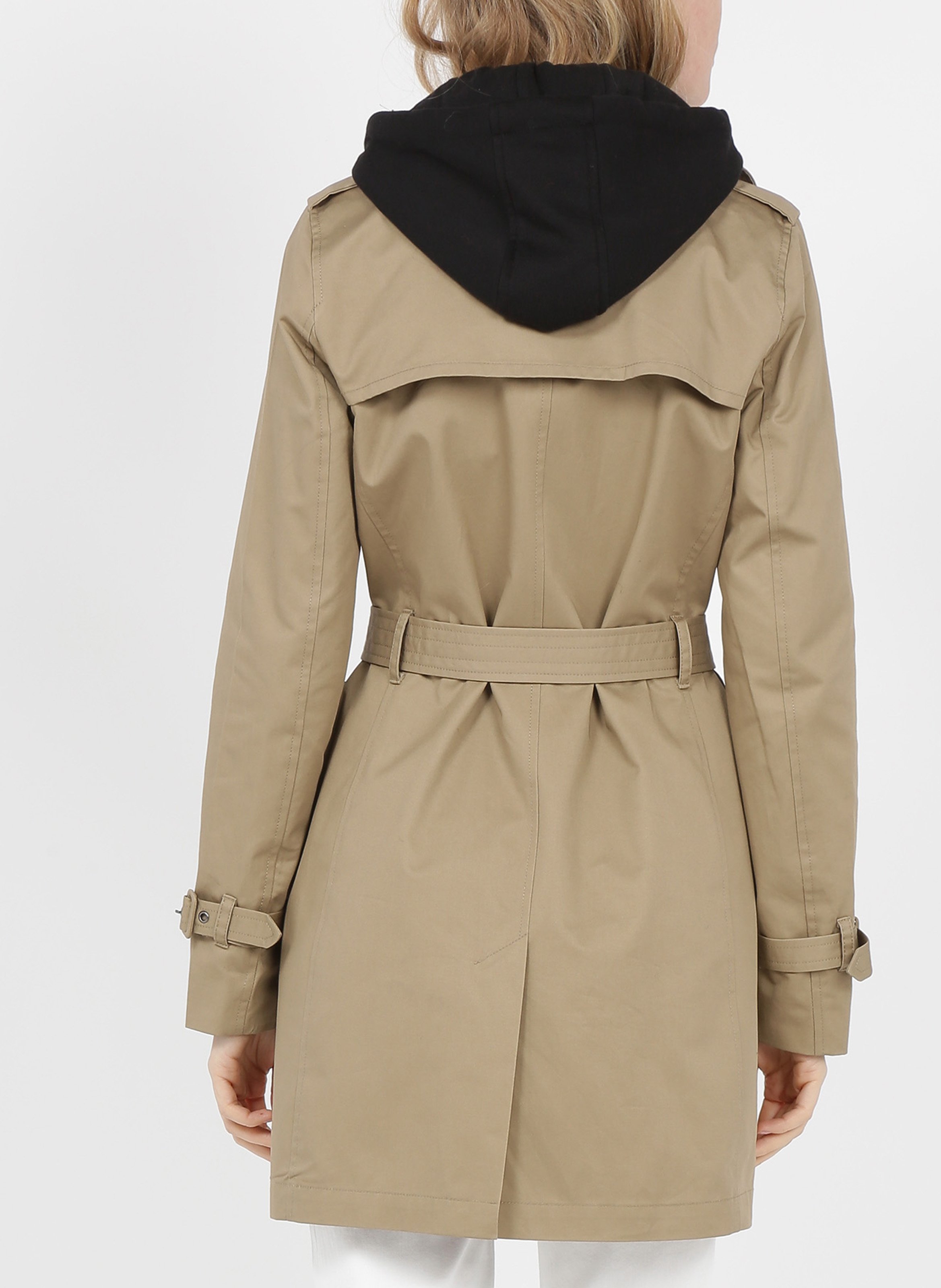 Cotton trench coat with detachable hood IKKS Beige