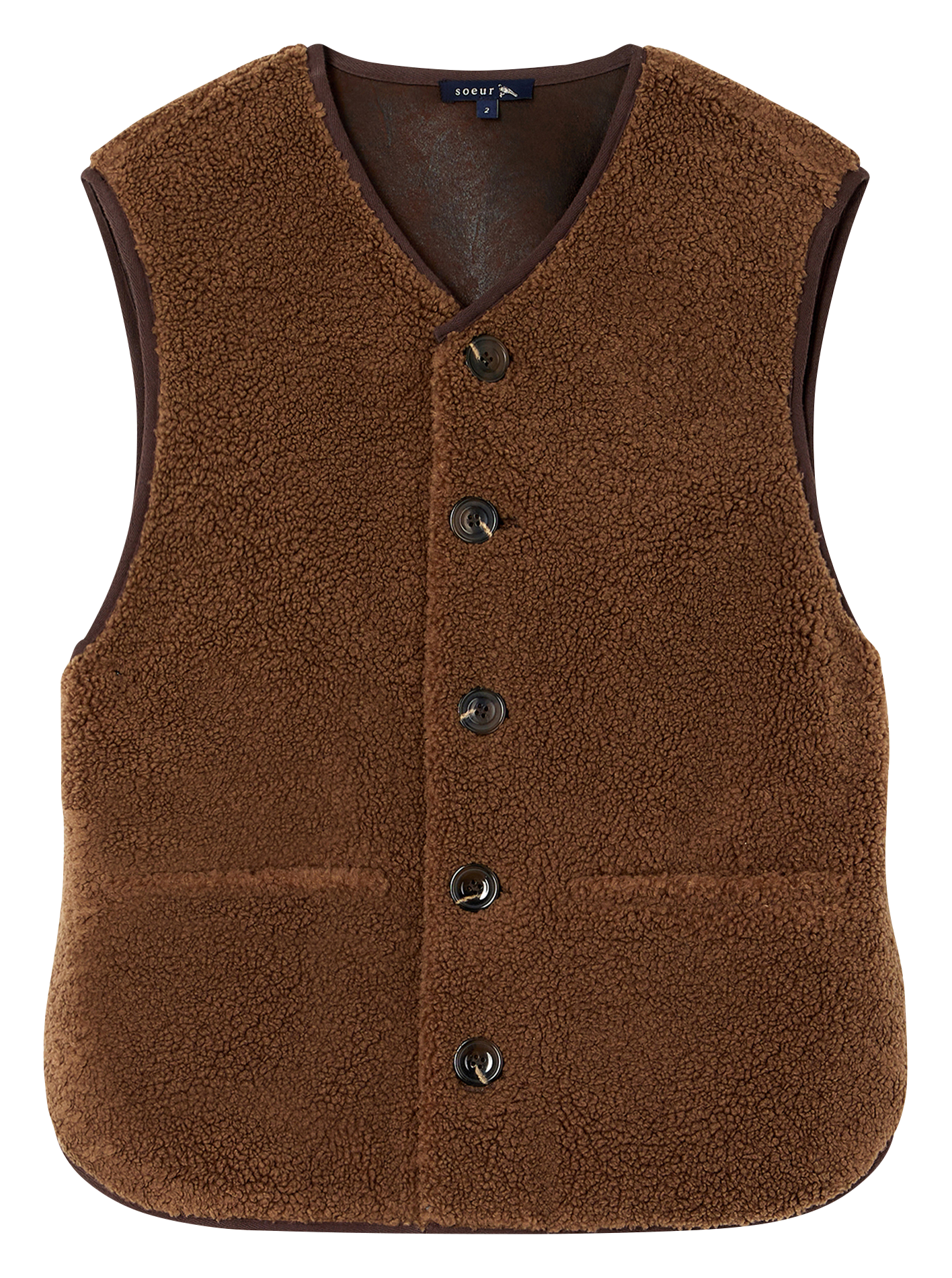 Gilet sans manches aspect mouton SOEUR Marron