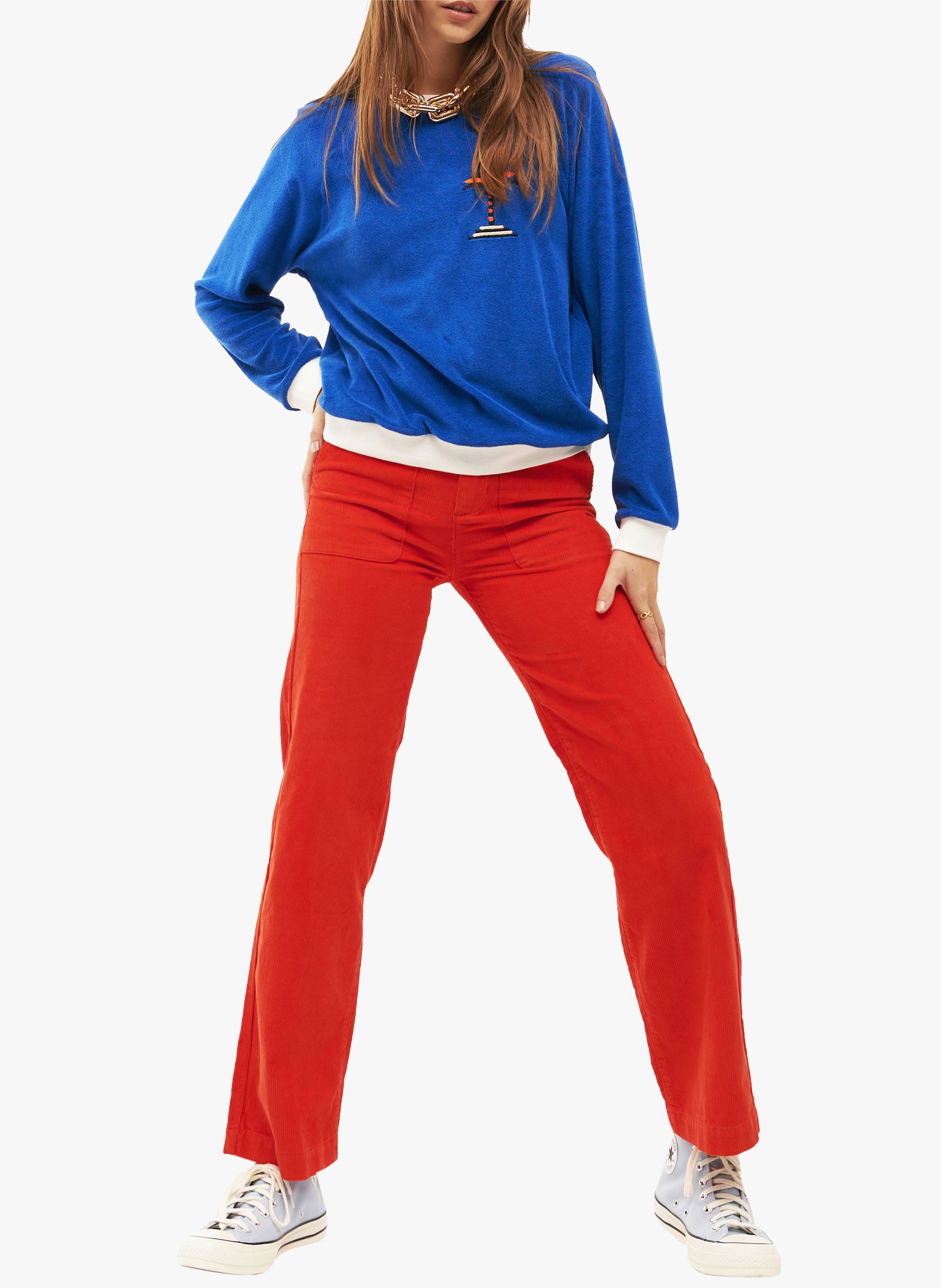 Pantalon velours cotelé femme rouge hot sale