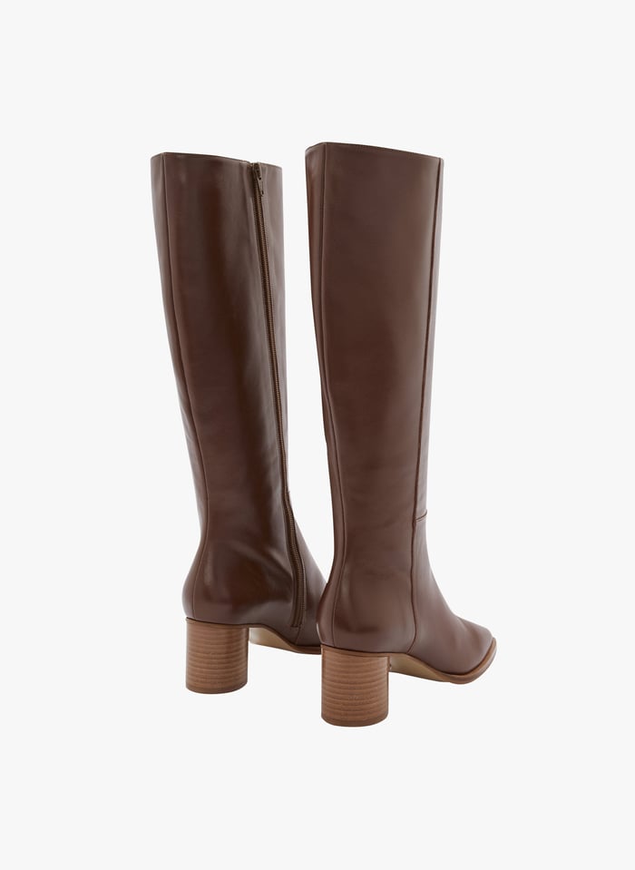 Bottes Talon En Cuir Kimea Cognac Minelli Femme Place des