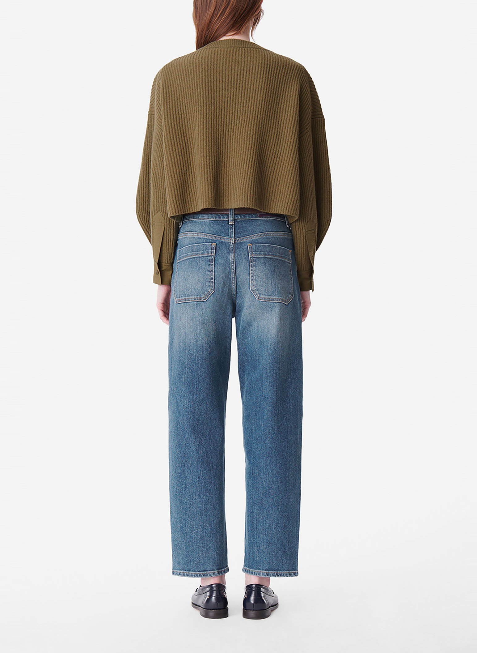Jean boyfriend cropped en coton stretch / TAUX DE RETOUR VANESSA BRUNO Bleu