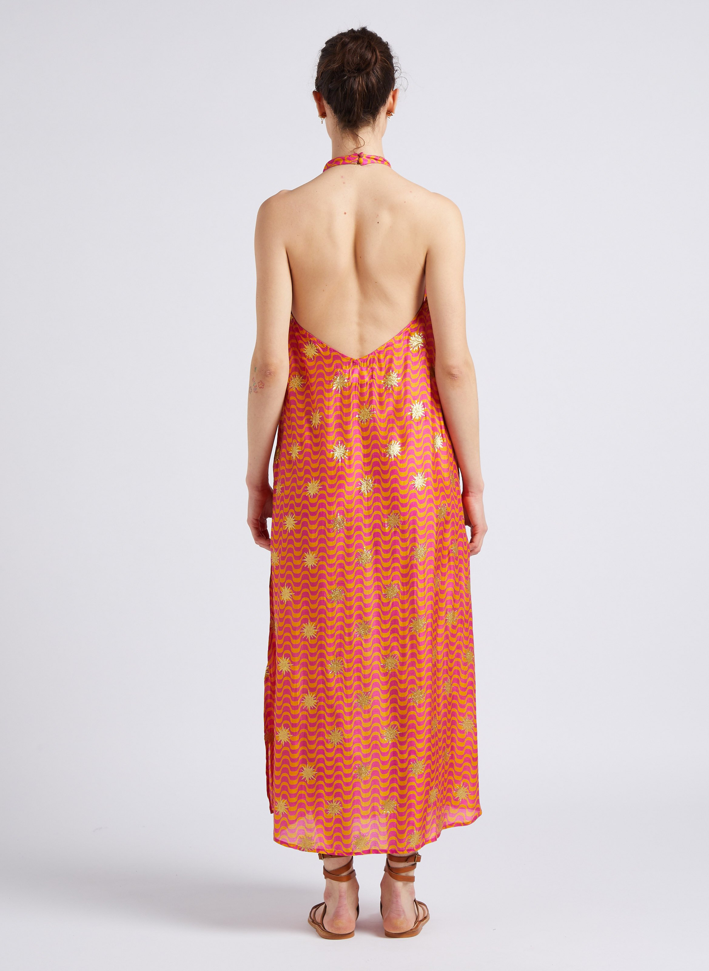 Long printed backless dress SUNDRESS Multicolored