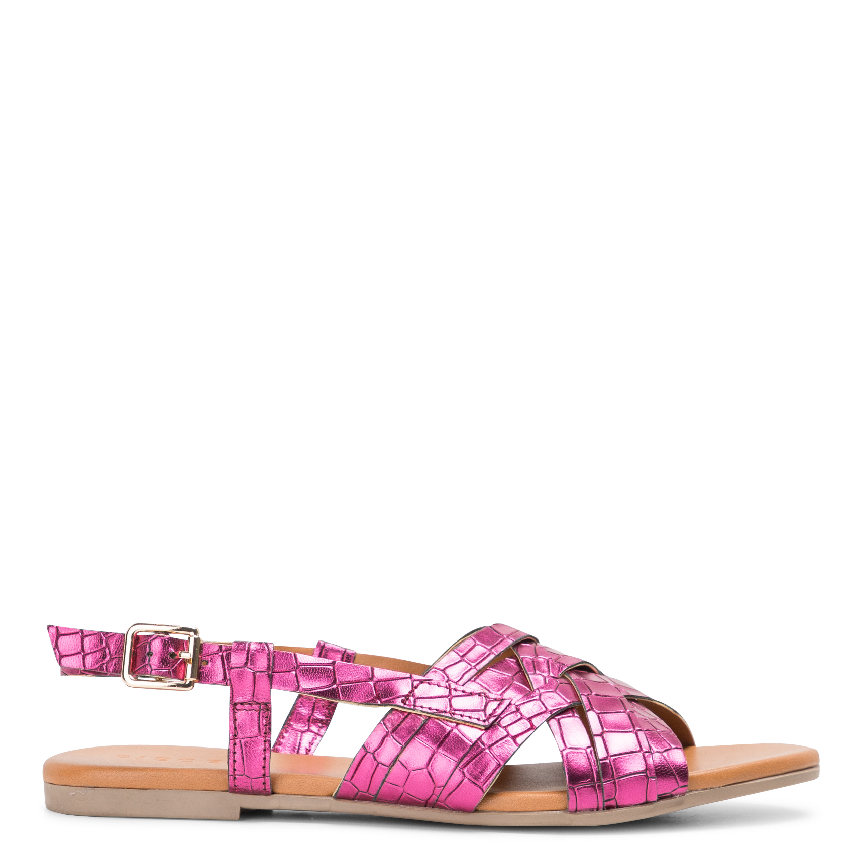 Platte, leren sandalen PIECES Violet