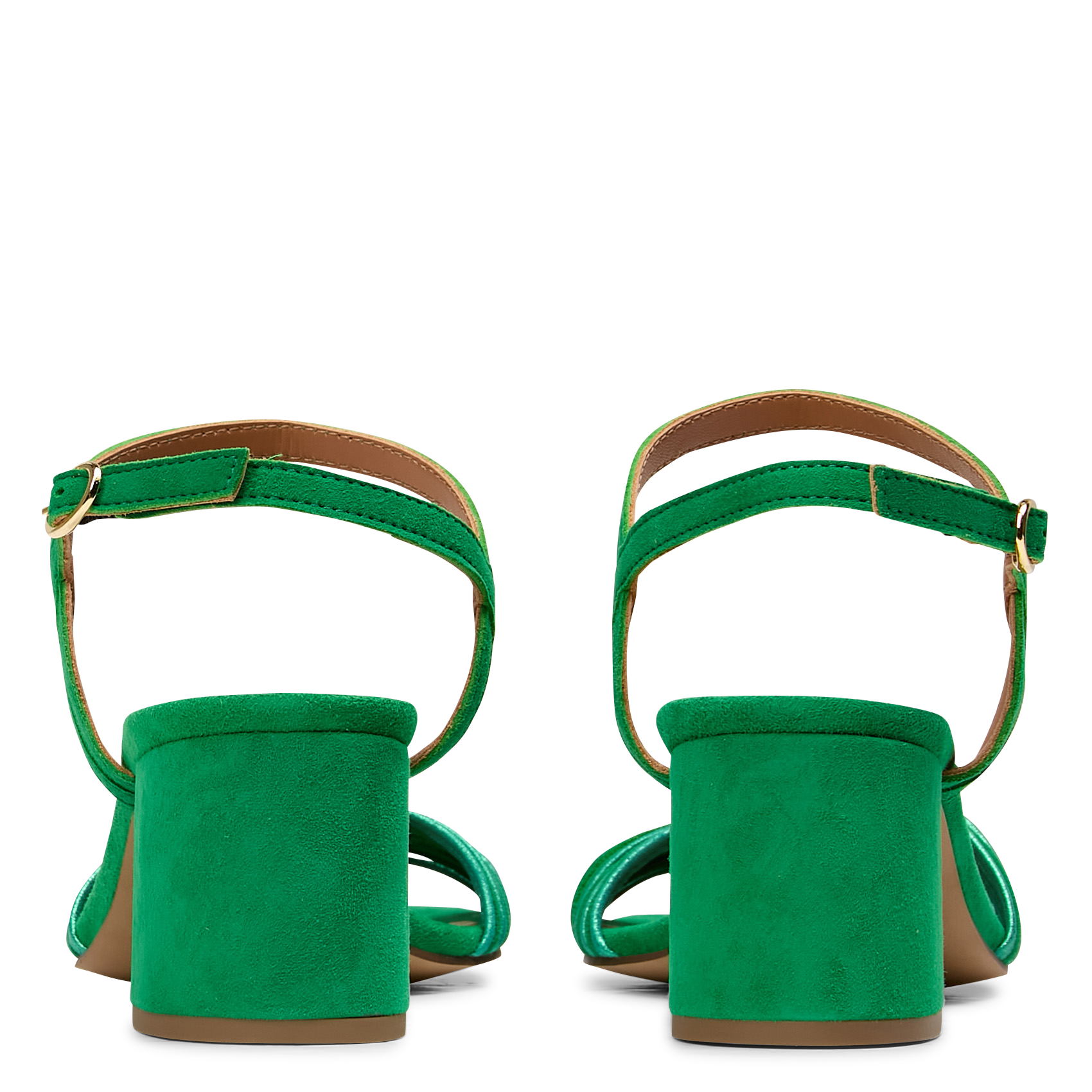 Offene Sandalen mit kleinem Absatz aus Veloursleder MAISON TOUFET Grun