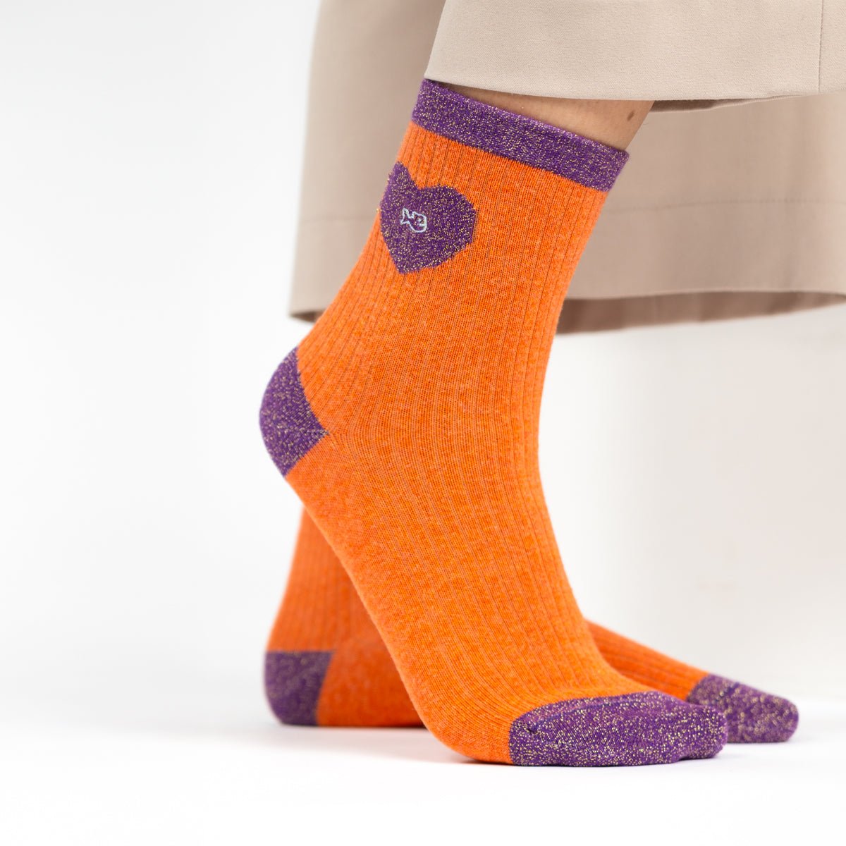 Combed cotton heart socks | Orange BILLYBELT Women