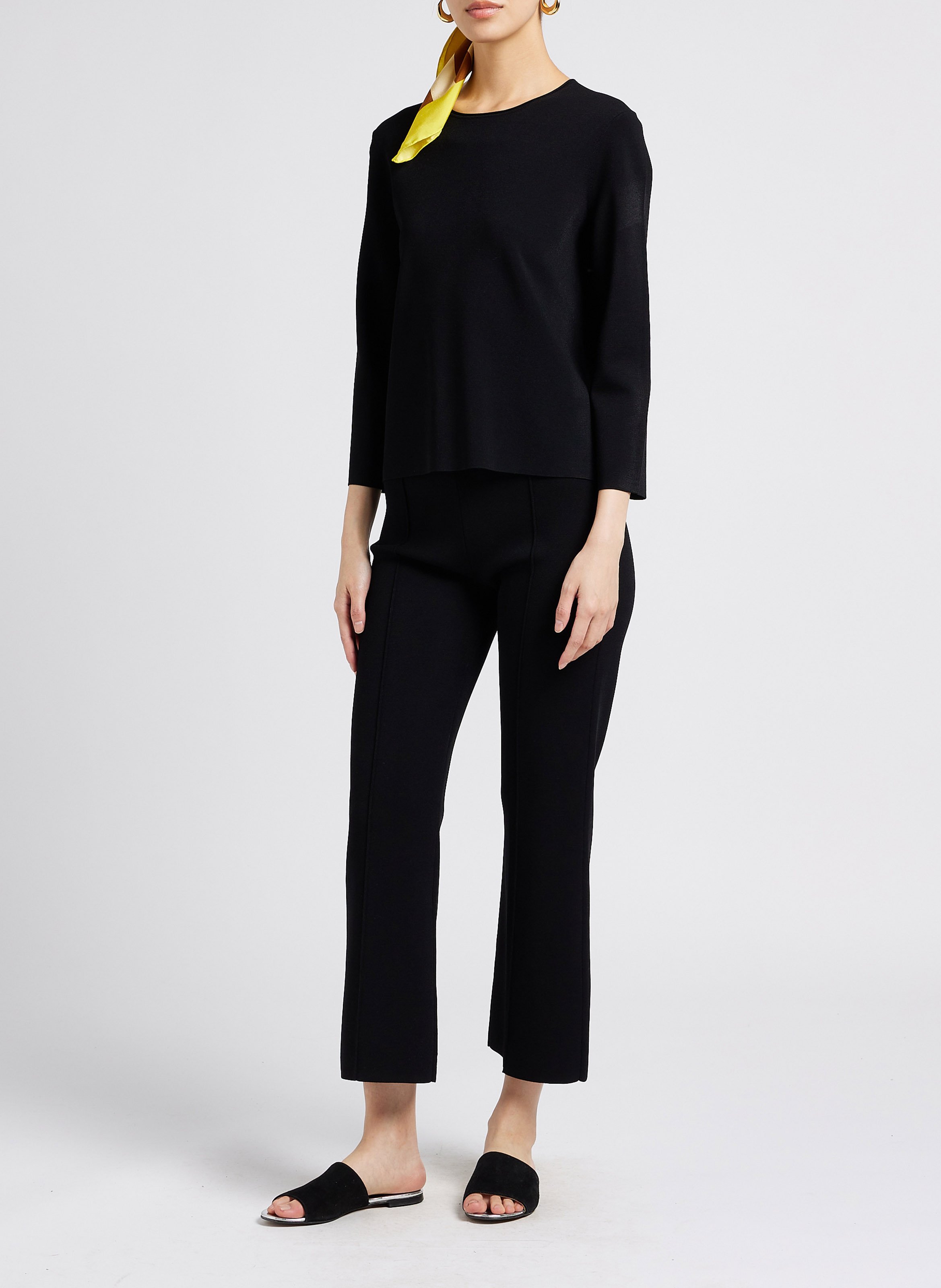 Wide-leg stretch fabric pants THEORY Black