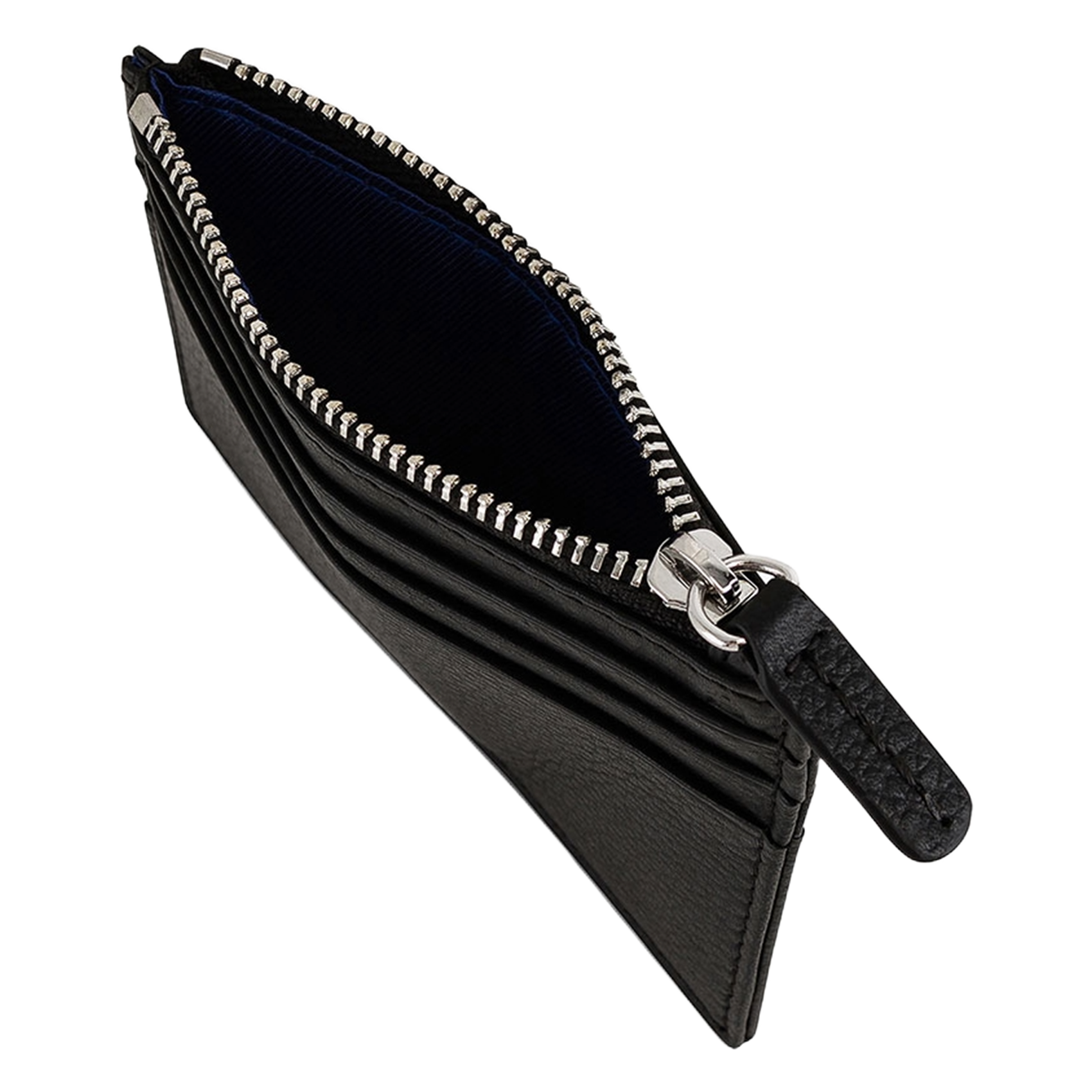 Zipped grained leather card holder LE TANNEUR Black