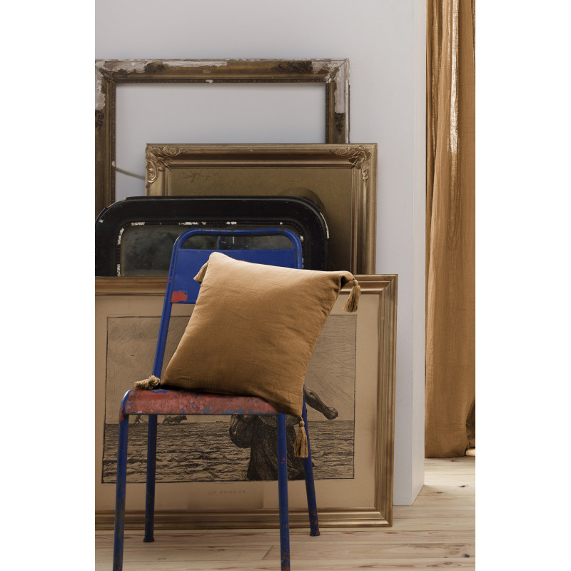 Coussin déco déhoussable 100% coton L'EFFET PAPILLON Brown