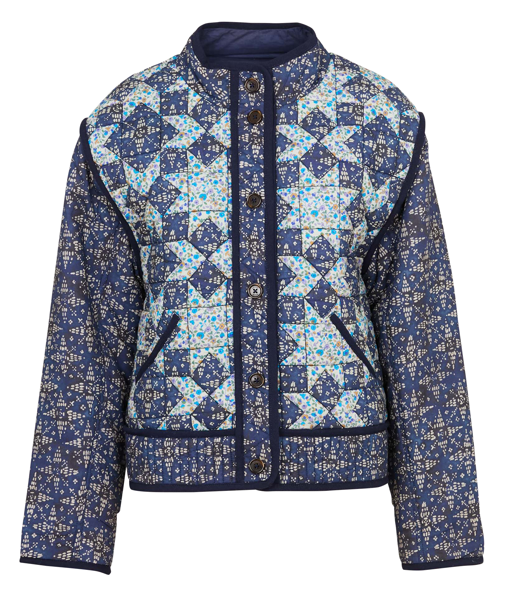 Veste col rond à imprimé fleuri en coton  LOUISE MISHA Bleu
