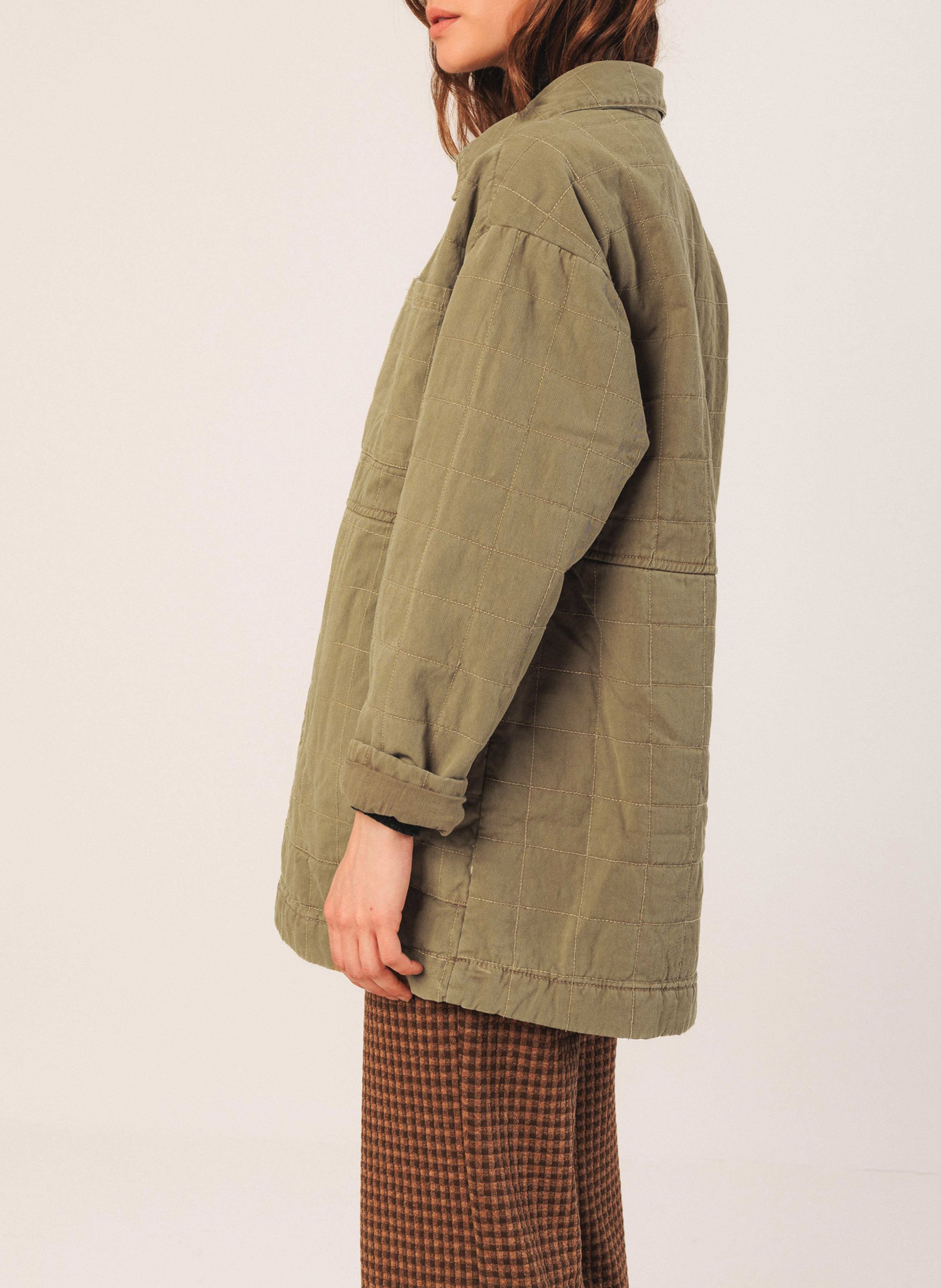 Manteau oversize en coton matelassé INDI & COLD Kaki