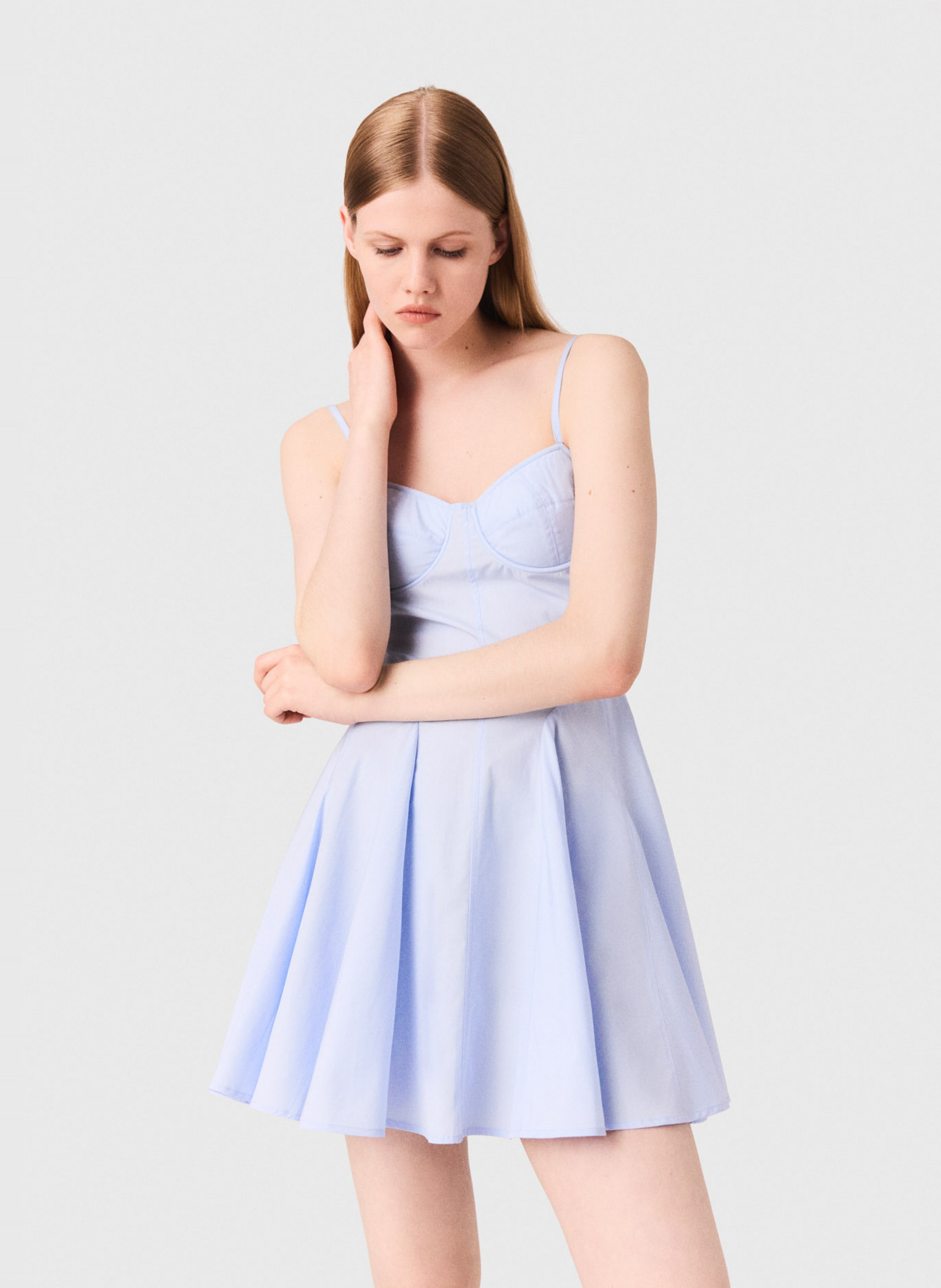 Robe courte en coton MAJE Bleu