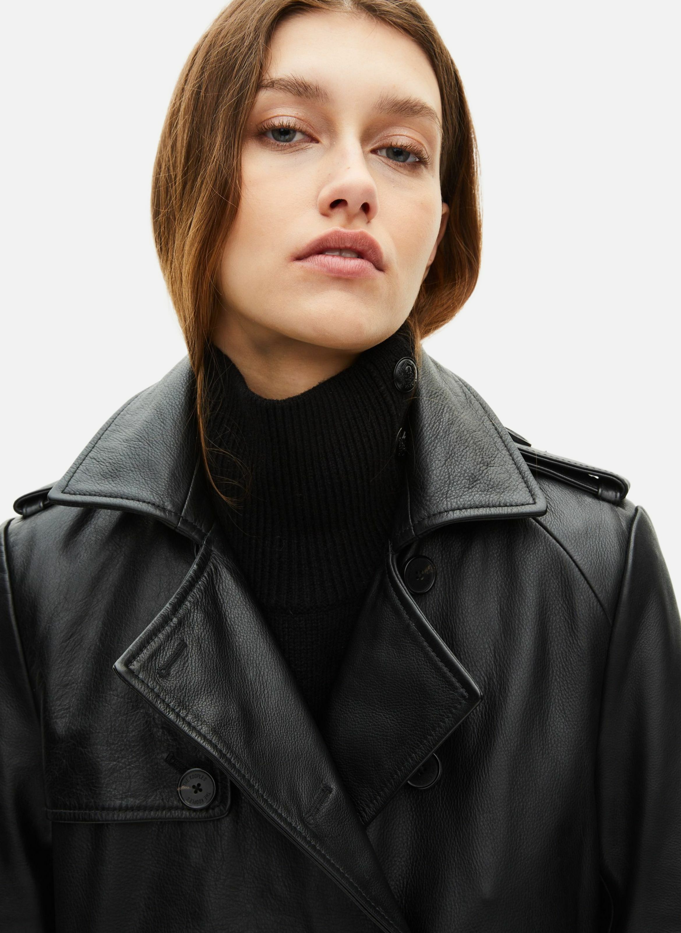 Long leather trench coat THE KOOPLES Black