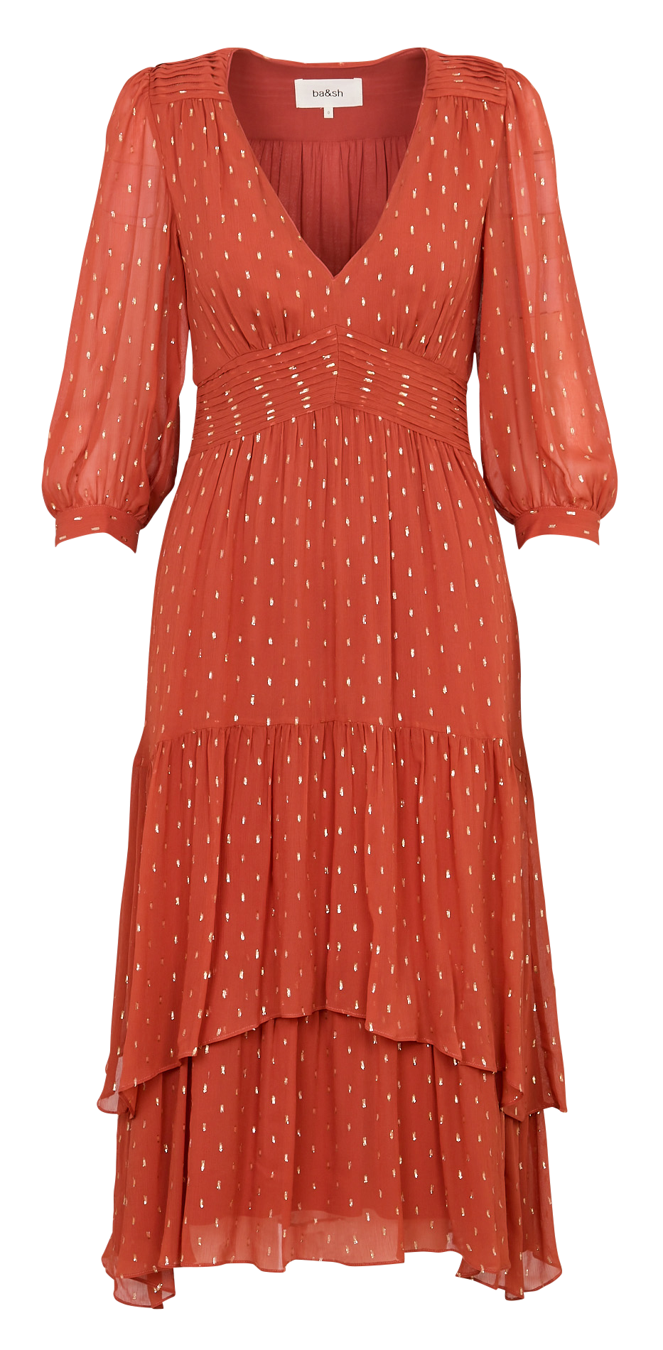 Robe longue col V BA&SH Marron