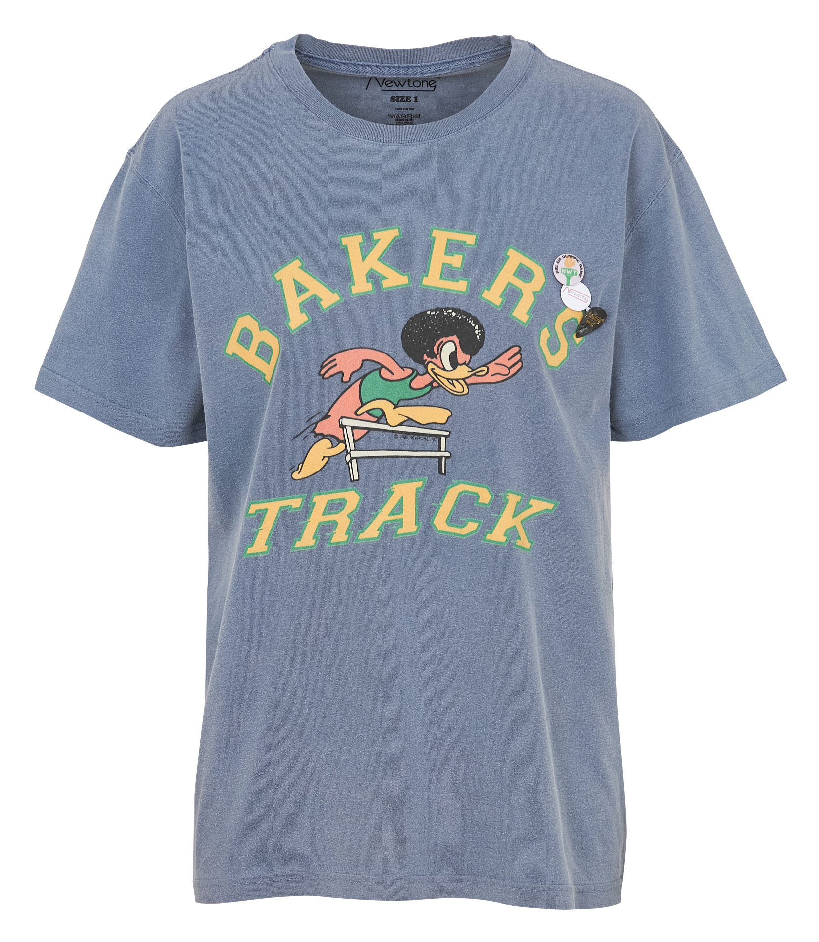 Tee-shirt droit col rond sérigraphié en coton NEWTONE Bleu