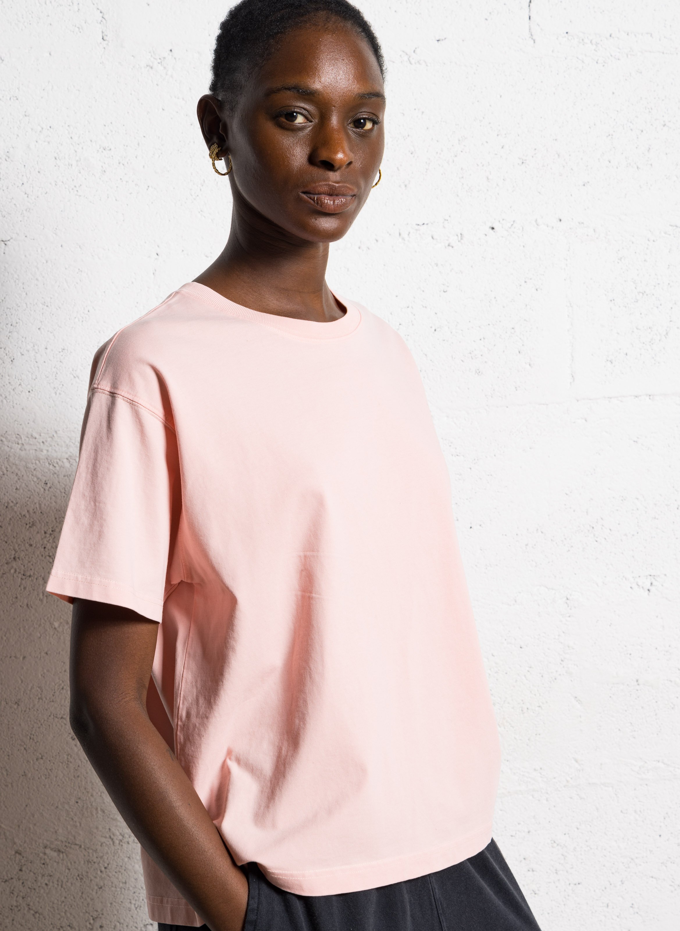 Tee-shirt ample col rond en coton  AMERICAN VINTAGE Rose