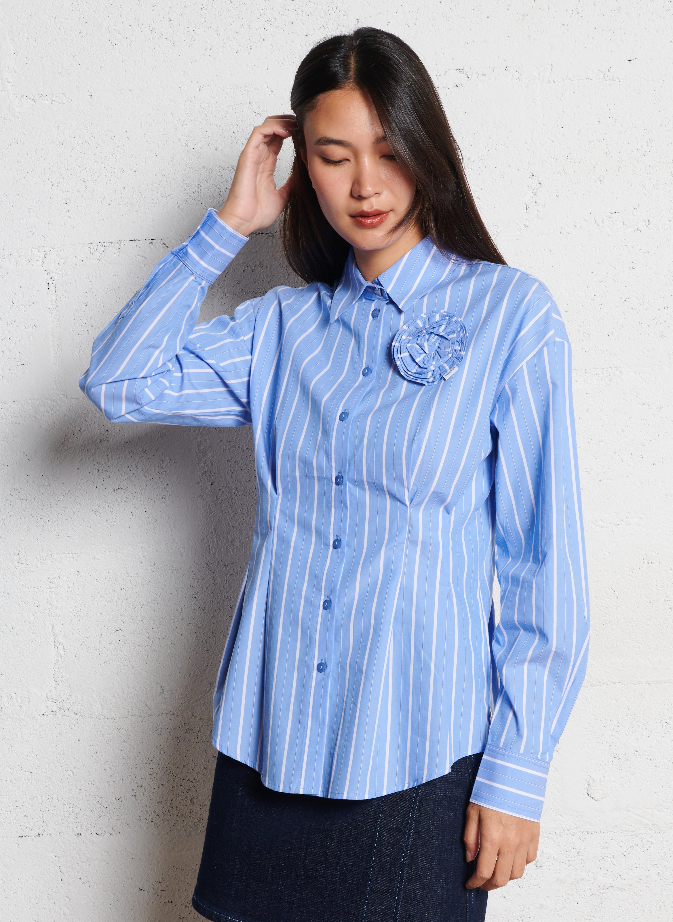 Chemise cintrée en coton FABIENNE CHAPOT Bleu