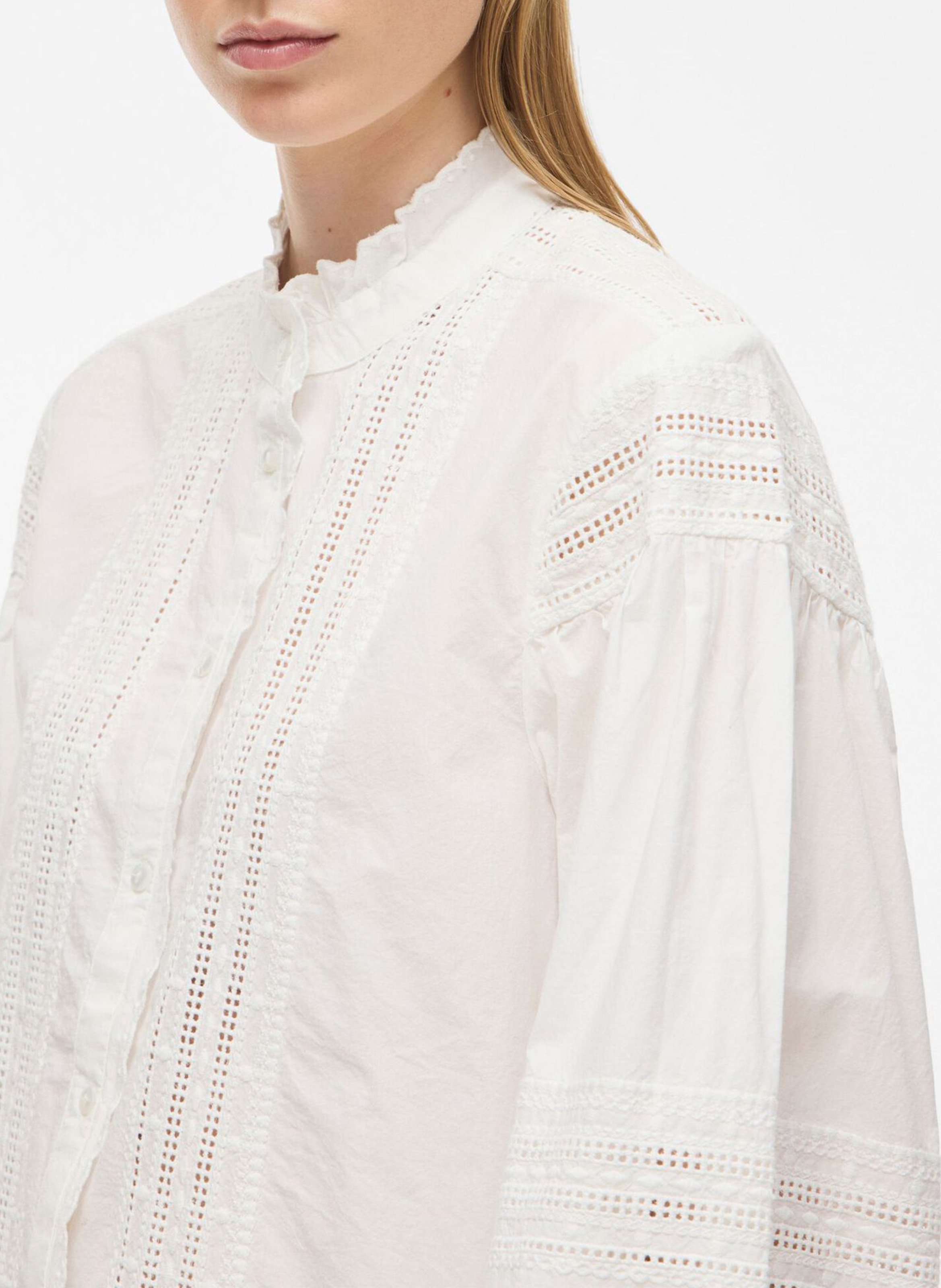 Shirt with high collar in blended organic cotton ROUGE EDIT Beige