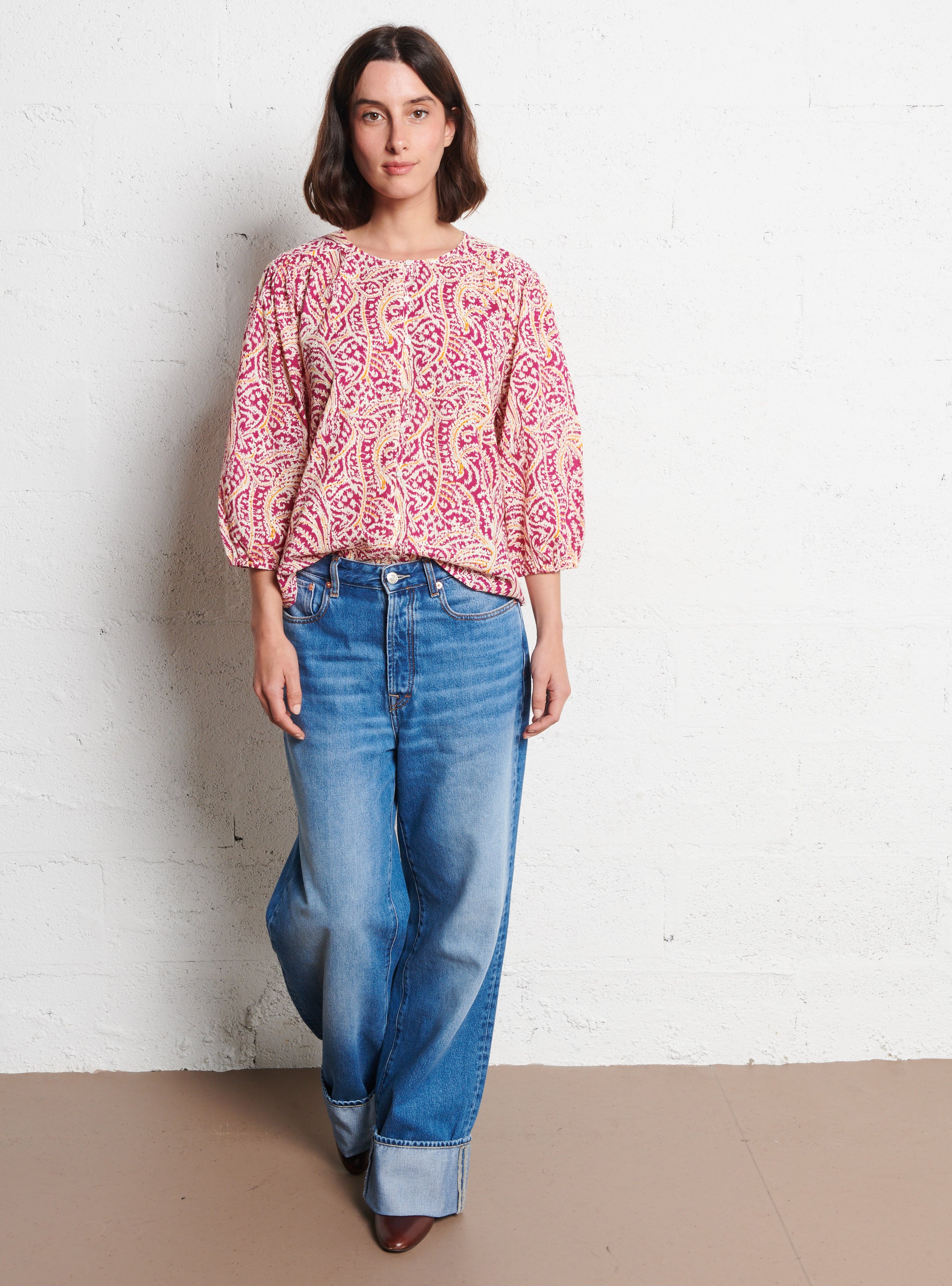 Loose-fit cotton top MAISON 123 Purple