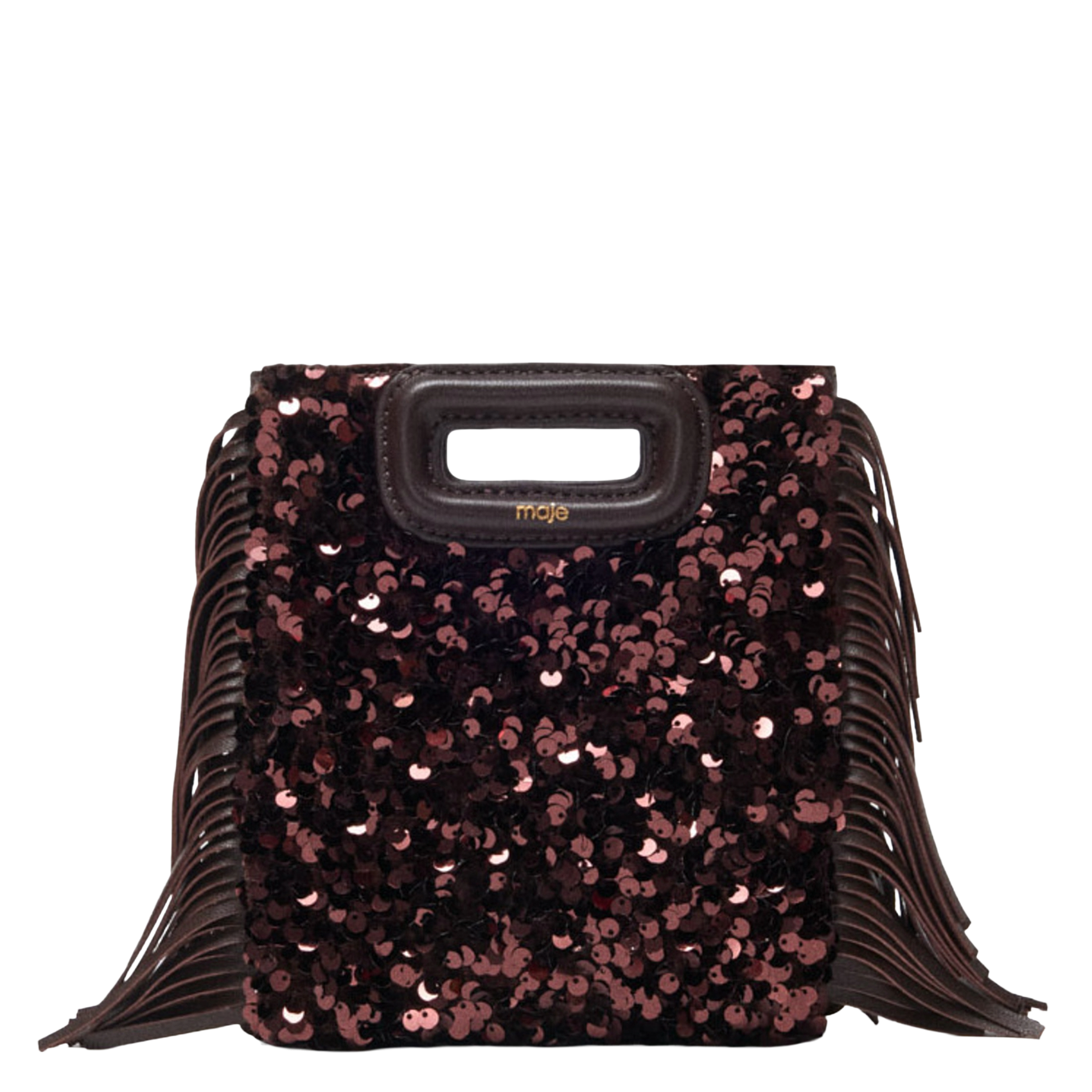 Sac bandoulière à sequins MAJE Marron
