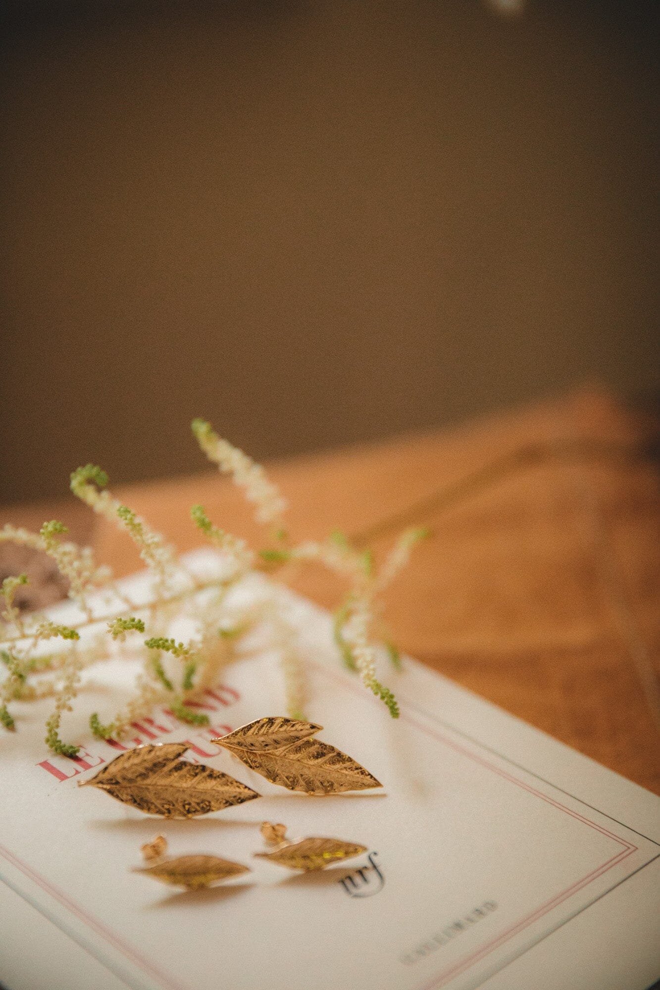 Maxi gold-plated leaf stud earrings MONSIEUR SIMONE Golden