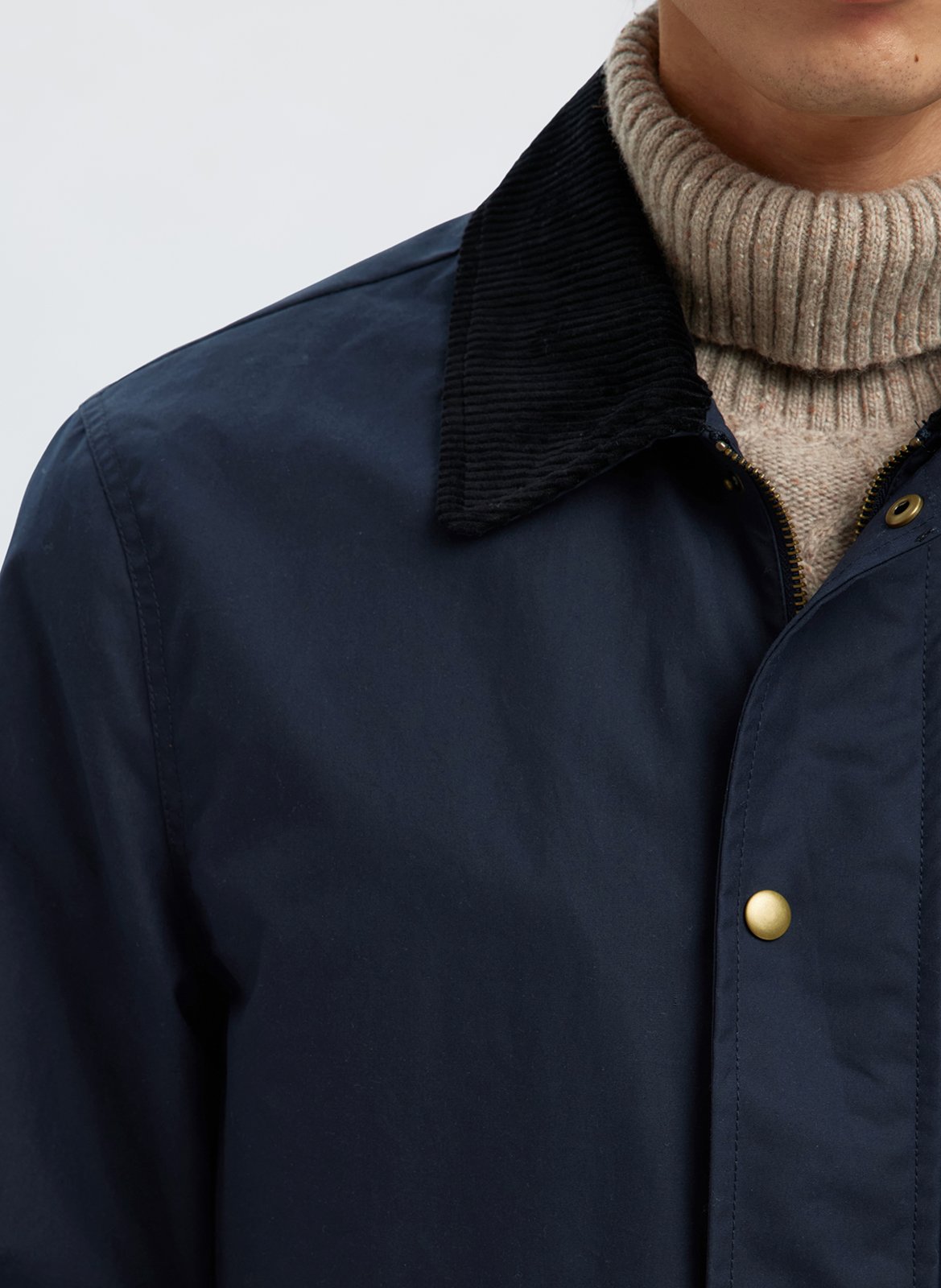Straight cotton coat with classic collar SELECTED Blue