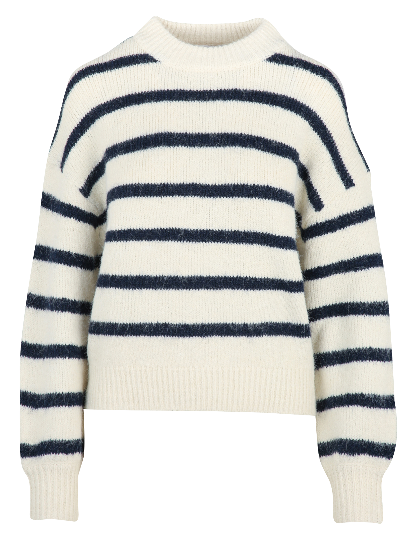 Pull oversize col montant à rayures KOOKAI Blanc