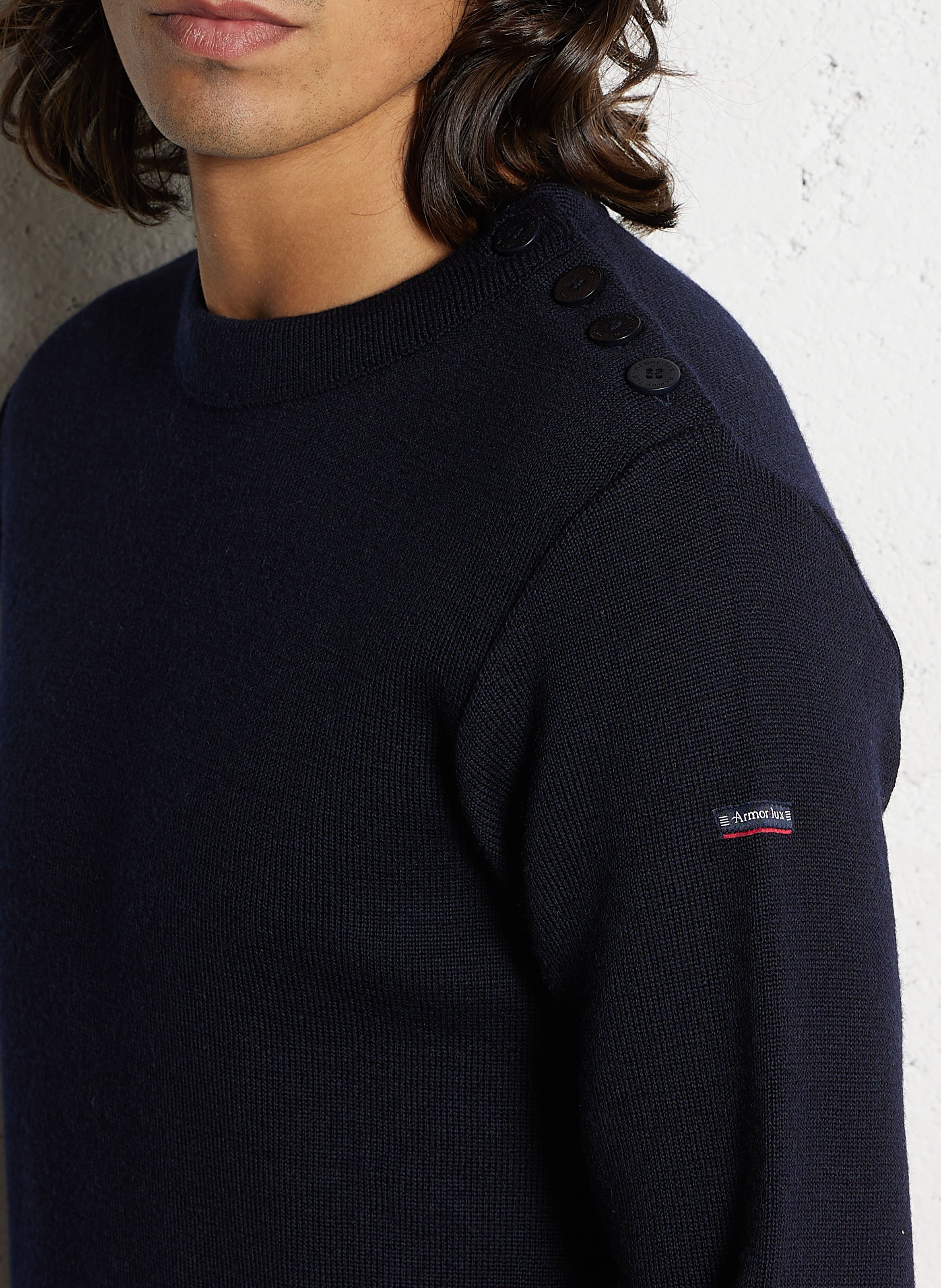 Pull droit col rond en laine ARMOR LUX Bleu