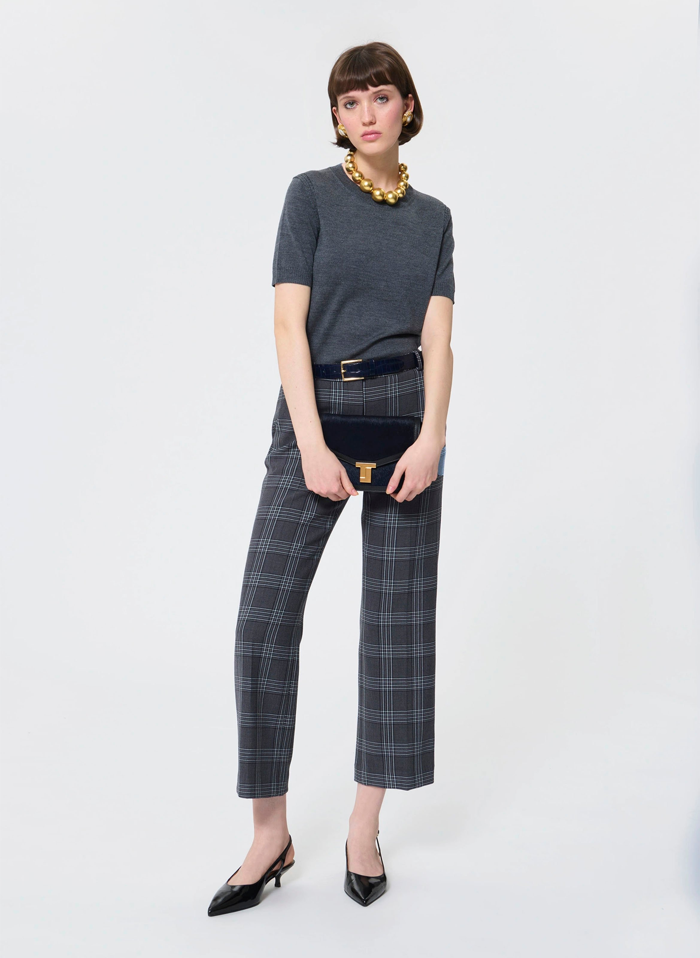 Pull col rond en laine TARA JARMON Gris