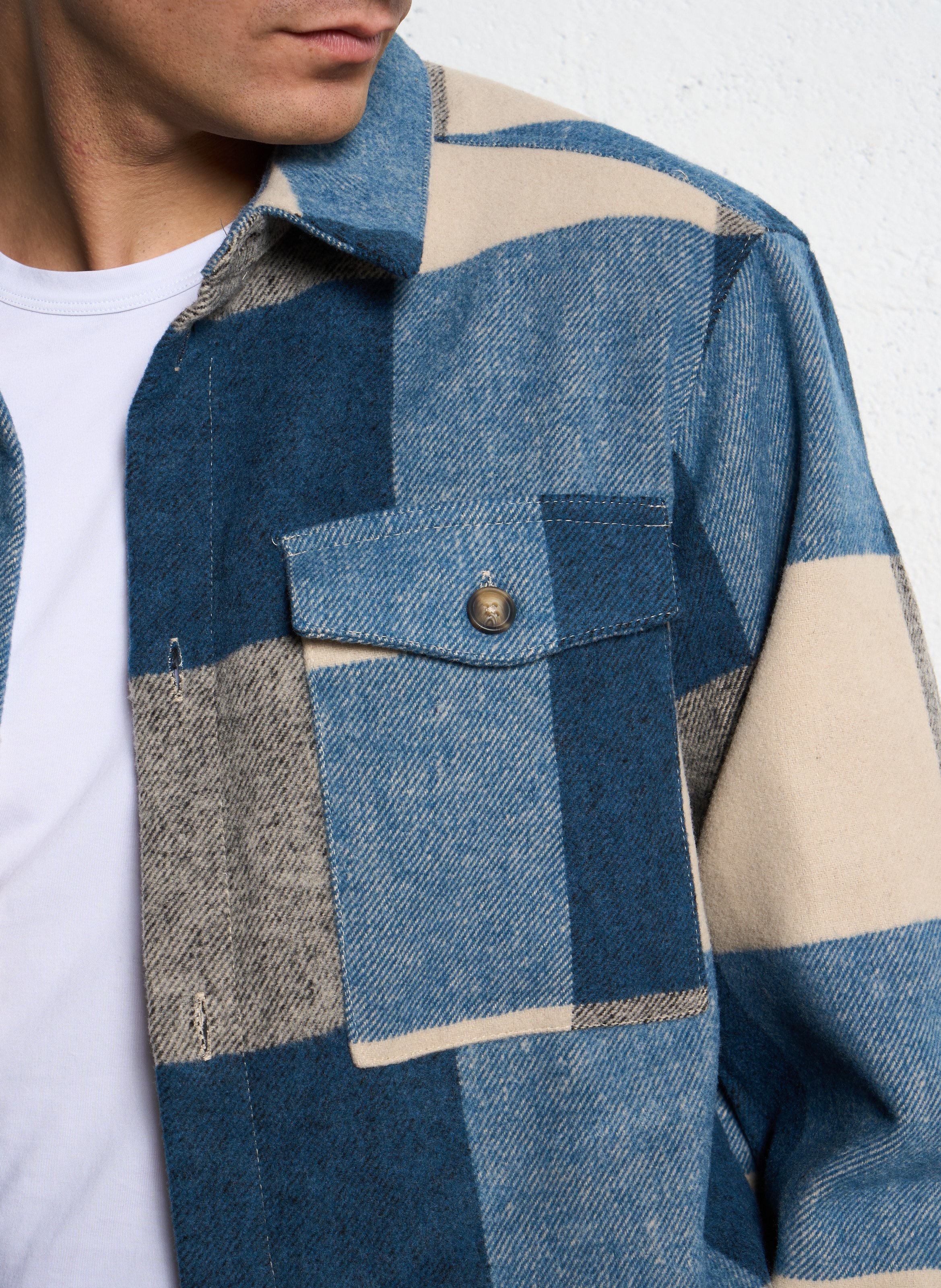 Checked overshirt SOLID Blue