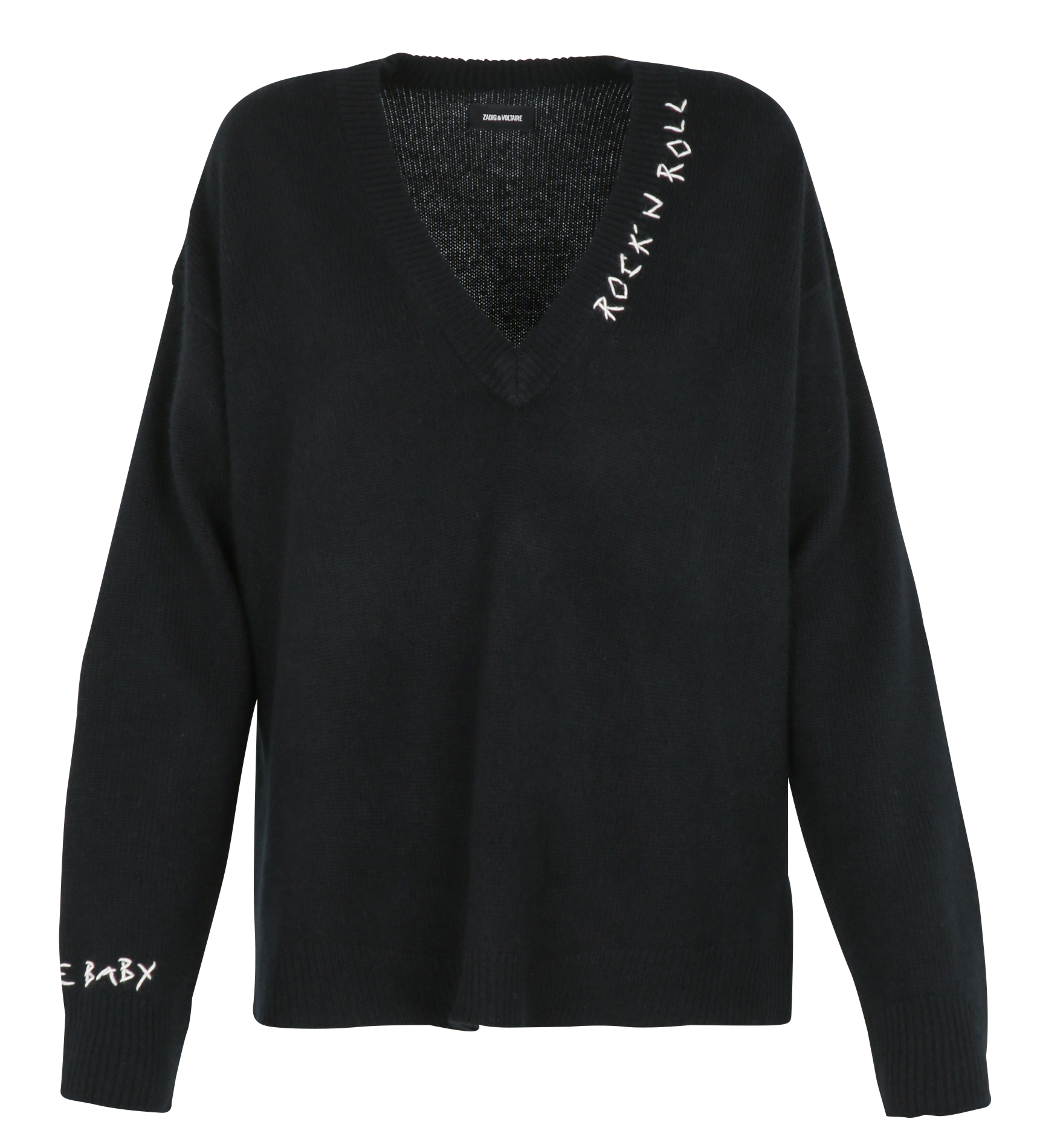 Kasjmier trui met V-hals MIKYZ Black