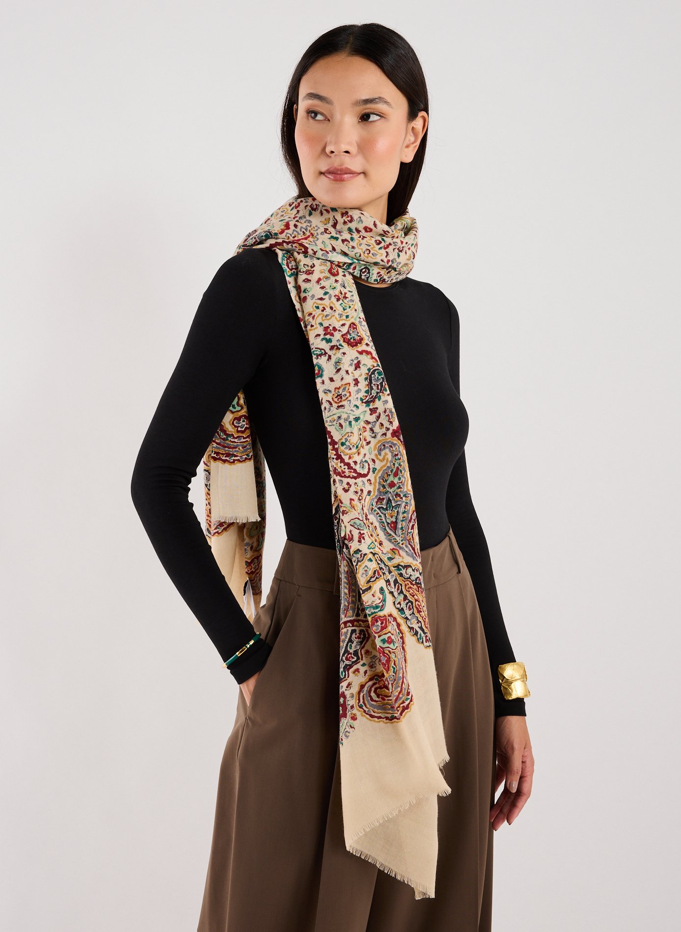 Printed silk and wool stole AU PRINTEMPS PARIS Multicolored
