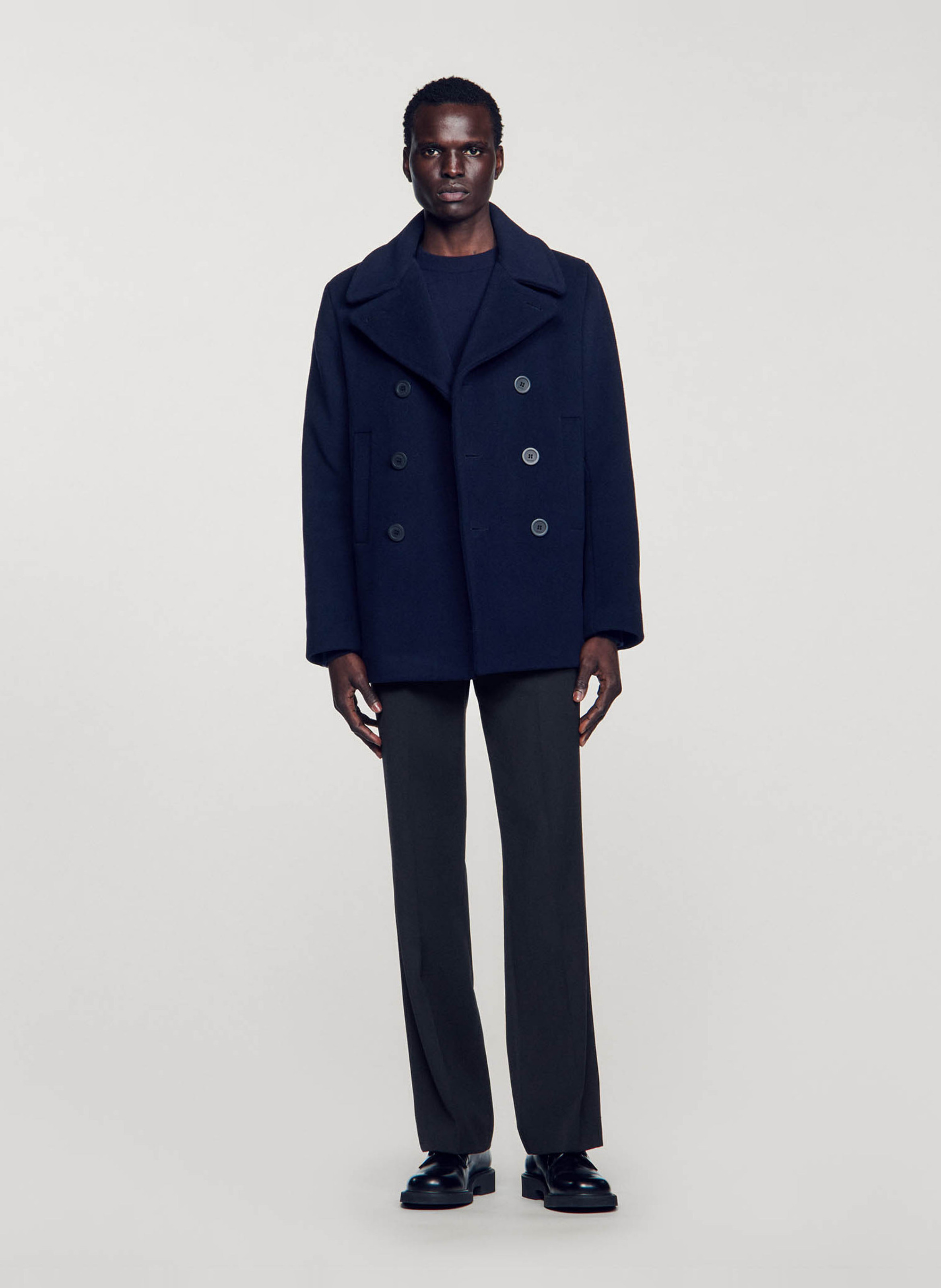 Jas van alpacawol SANDRO Blauw