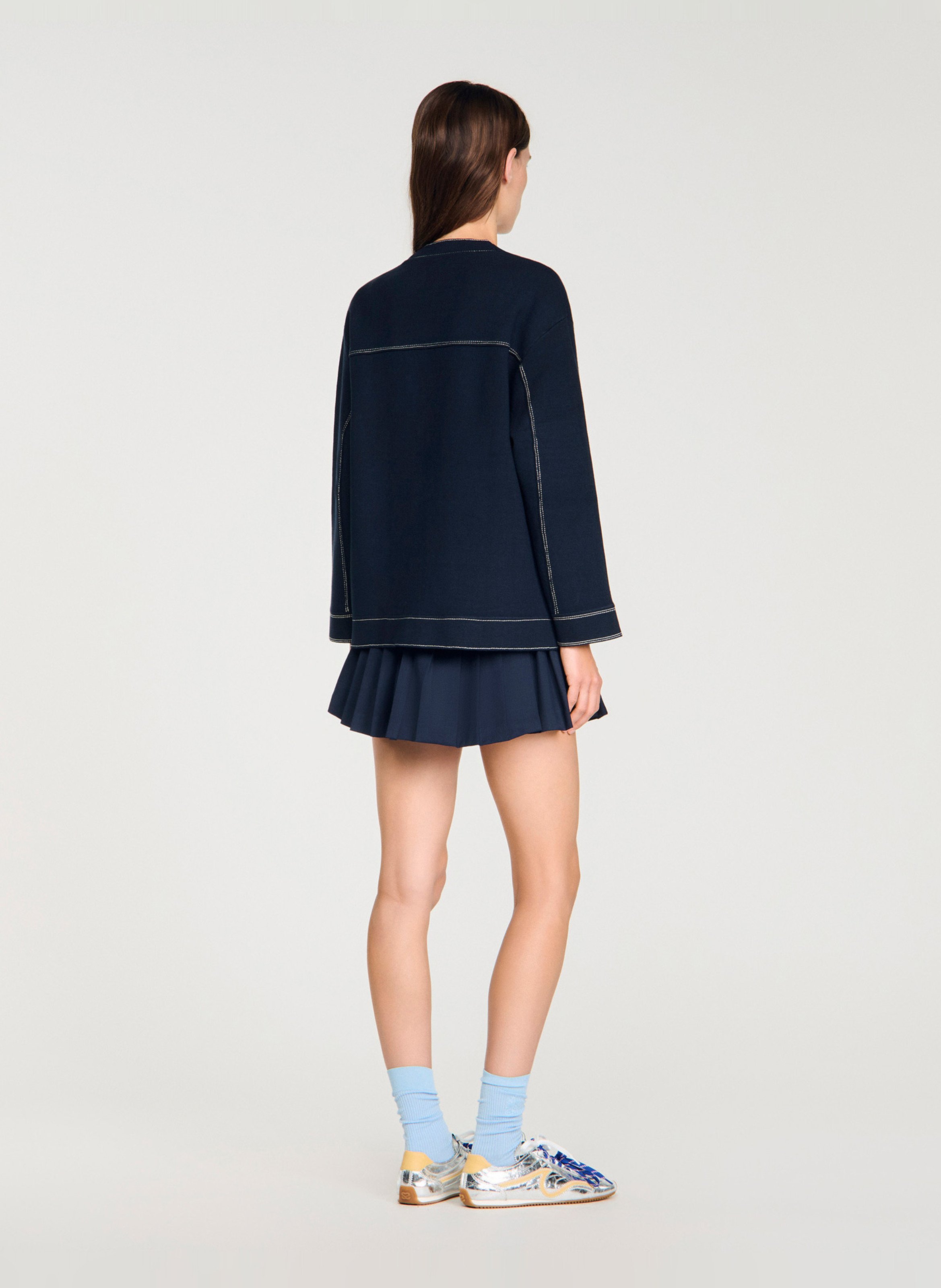 Rechte cardigan met ronde hals SANDRO Blauw