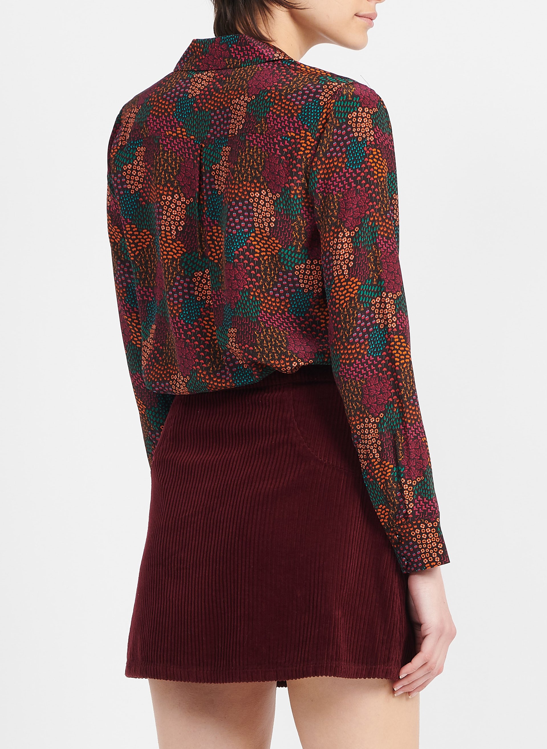 Chemise imprimée en soie SOI PARIS Marron