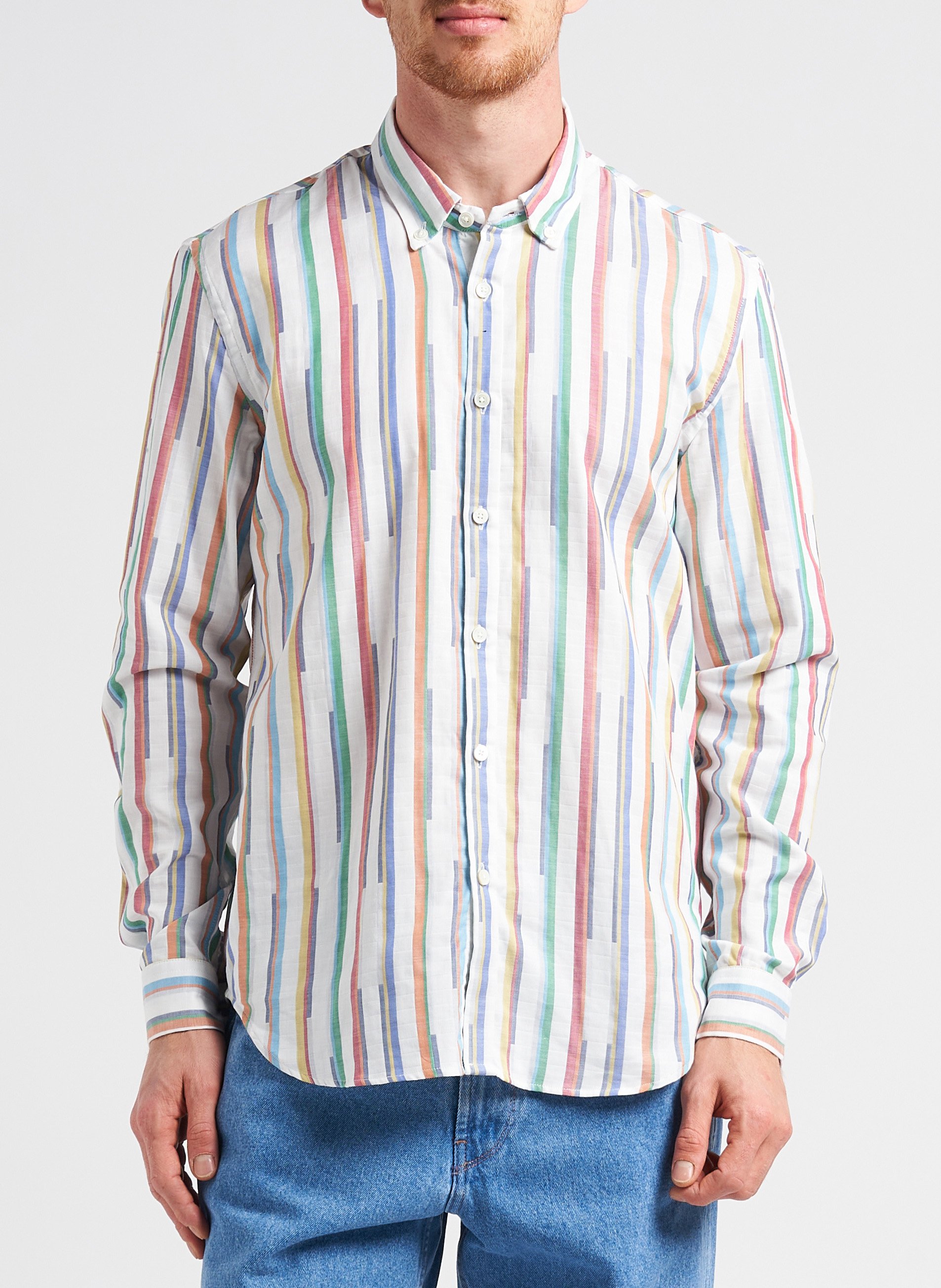 Regular-fit, gestreept katoenen overhemd met Amerikaanse kraag HOMECORE Gestreepte