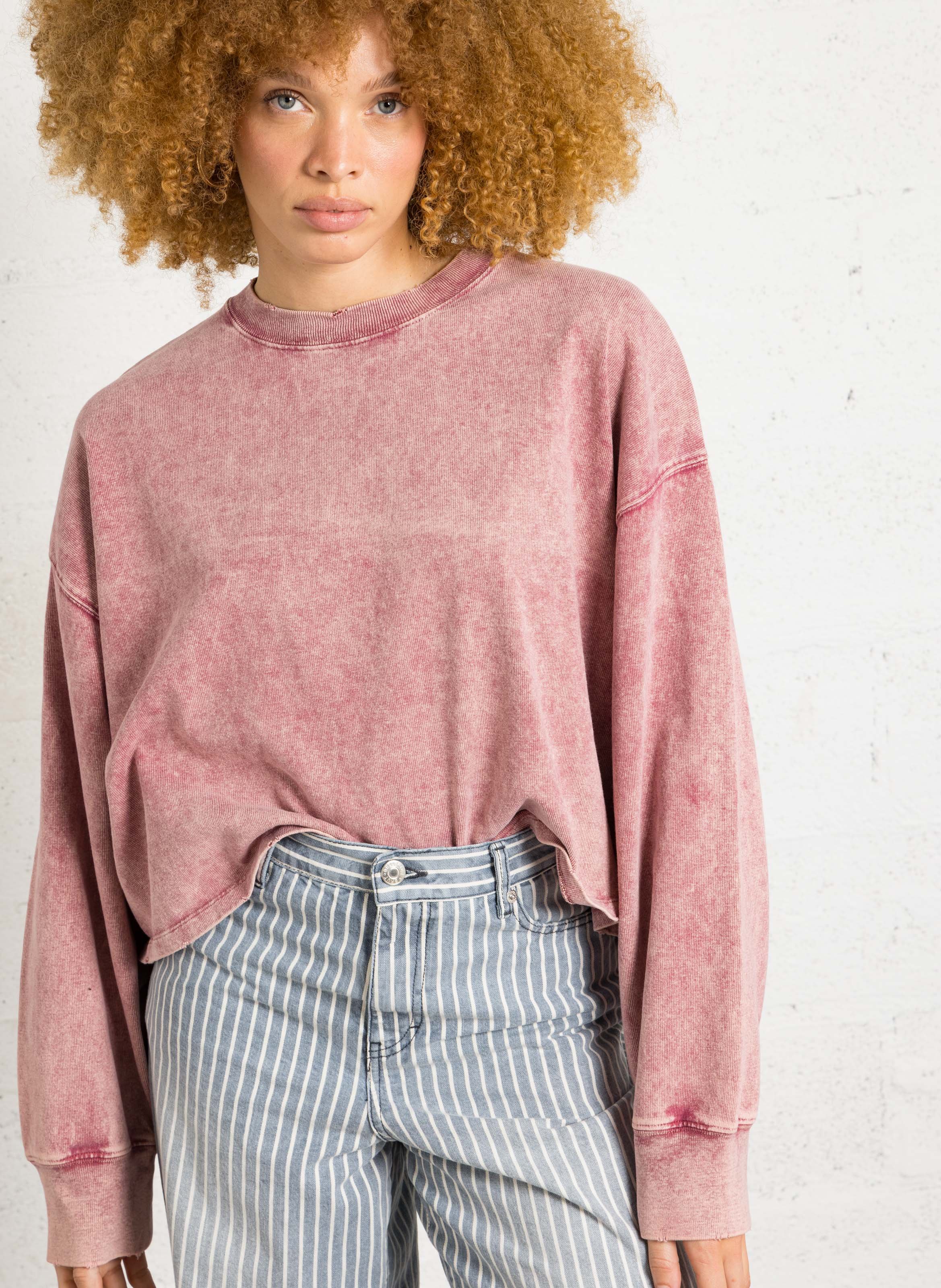 Oversize-Sweatshirt aus Baumwolle mit Rundhalsausschnitt BELLEROSE Orange