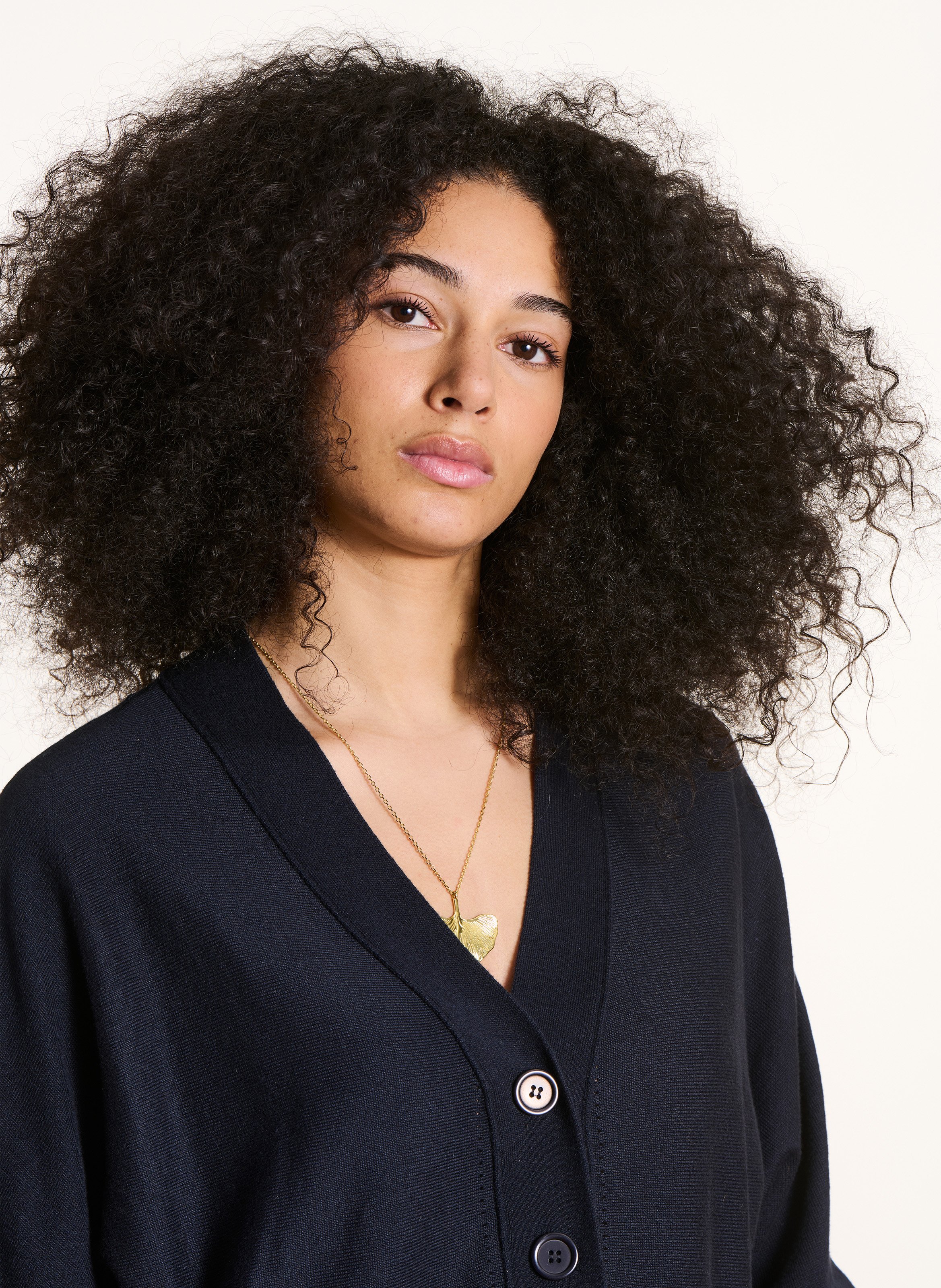 Gilet ample court maille unie Bleu