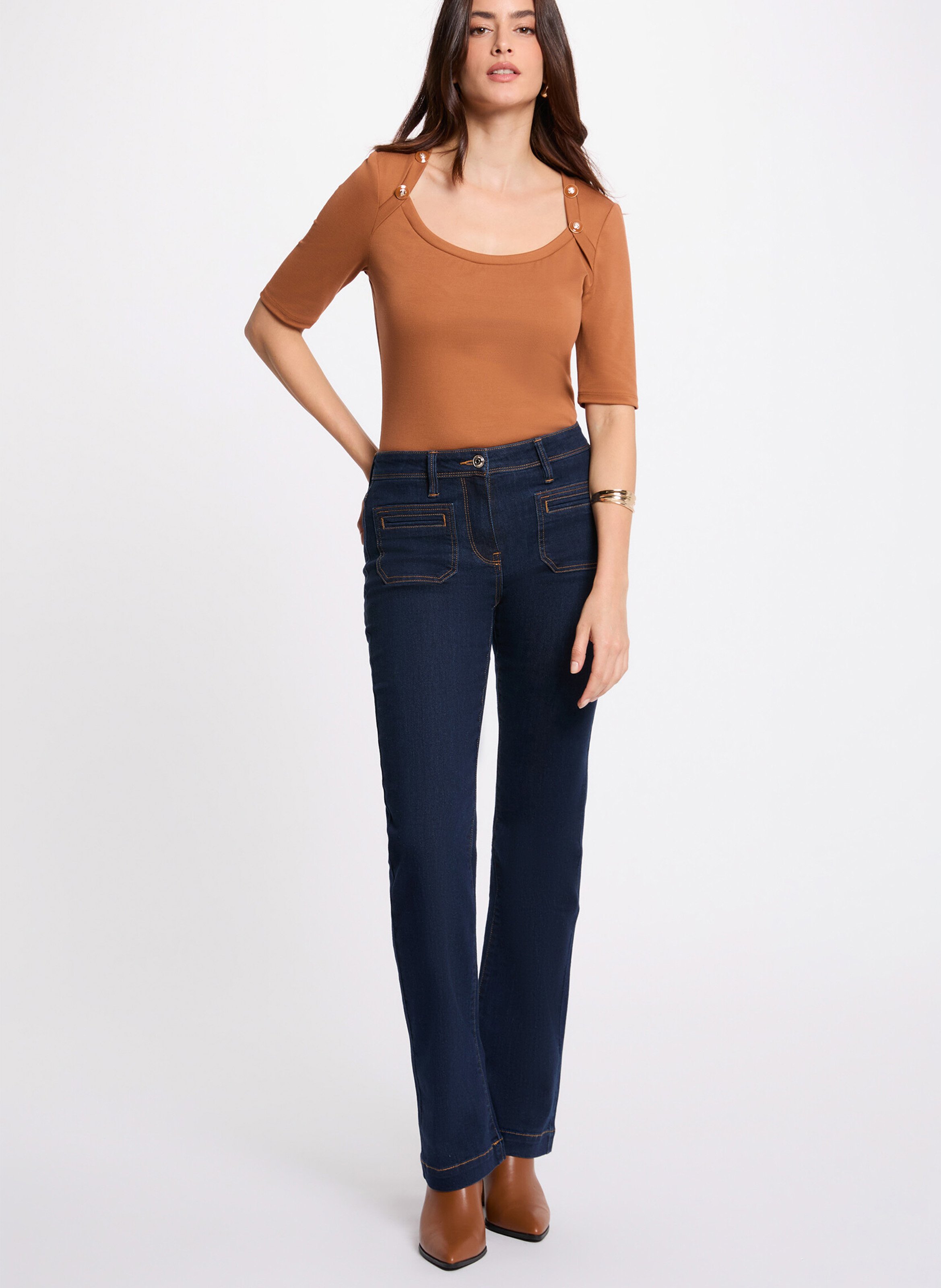 Jean brut bootcut taille mi-haute MORGAN Bleu