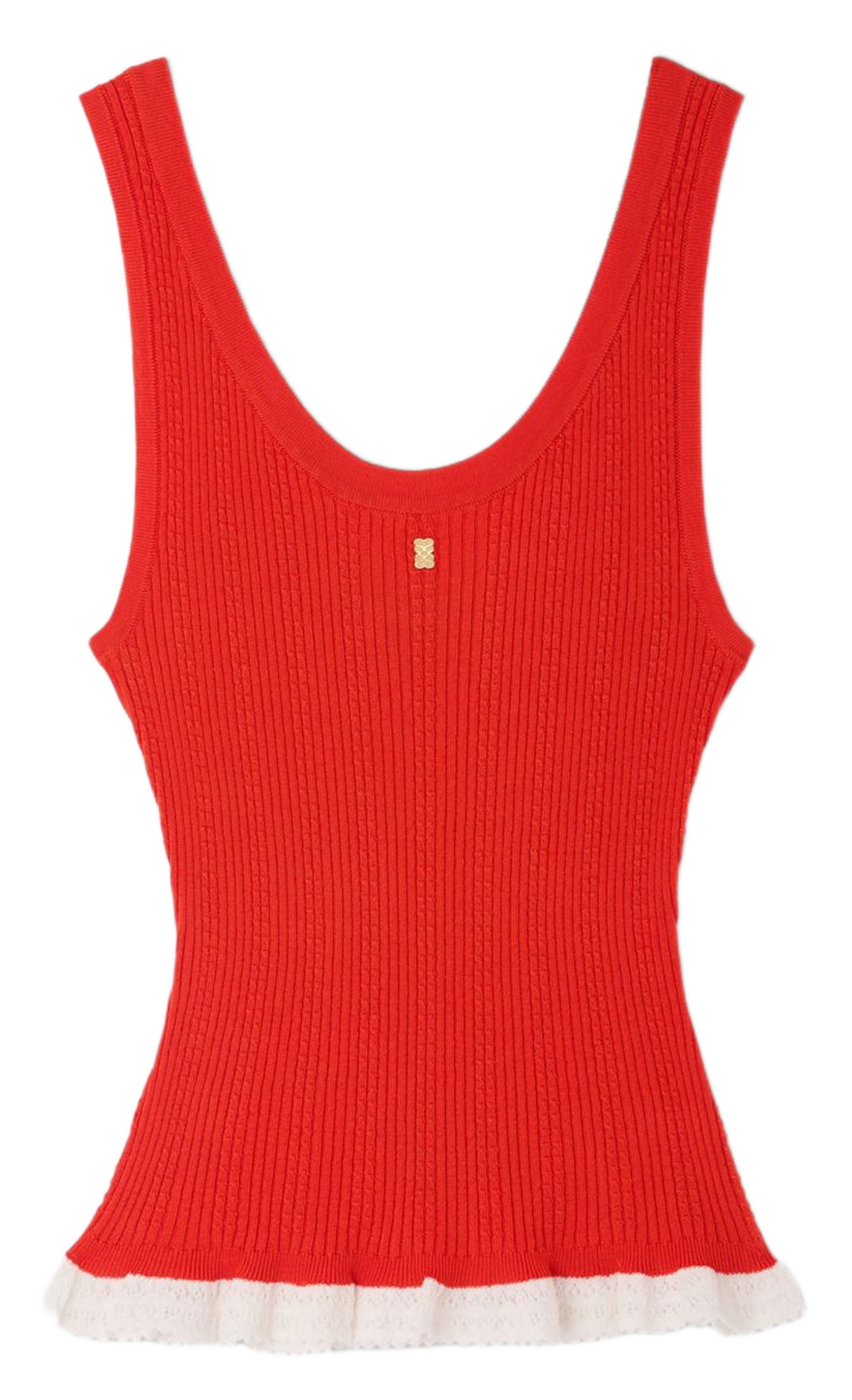 Aansluitende mouwloze top ronde hals met kantdetail SANDRO Rood