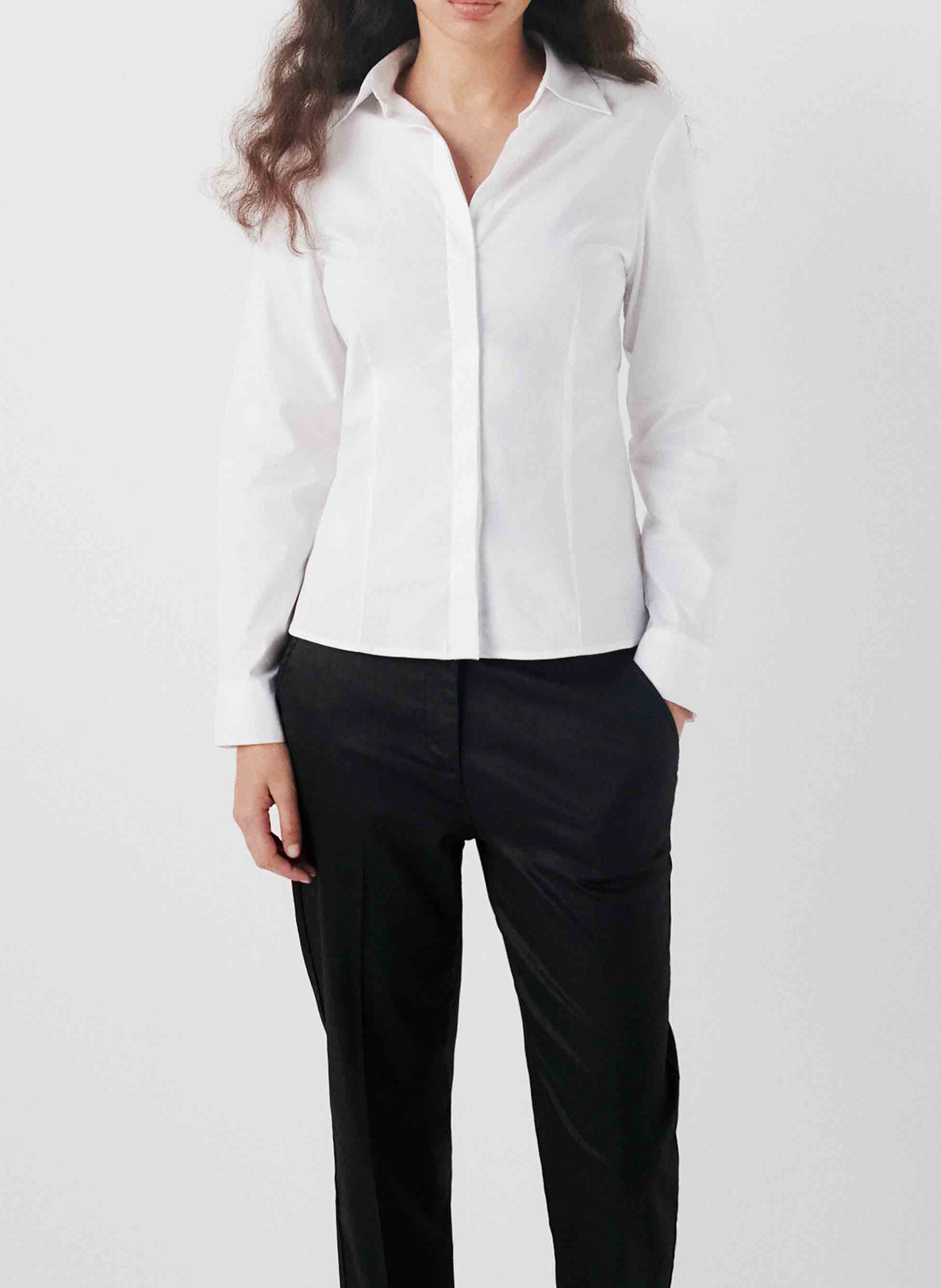 Chemise col classique en coton mélangé CAROLL Blanc