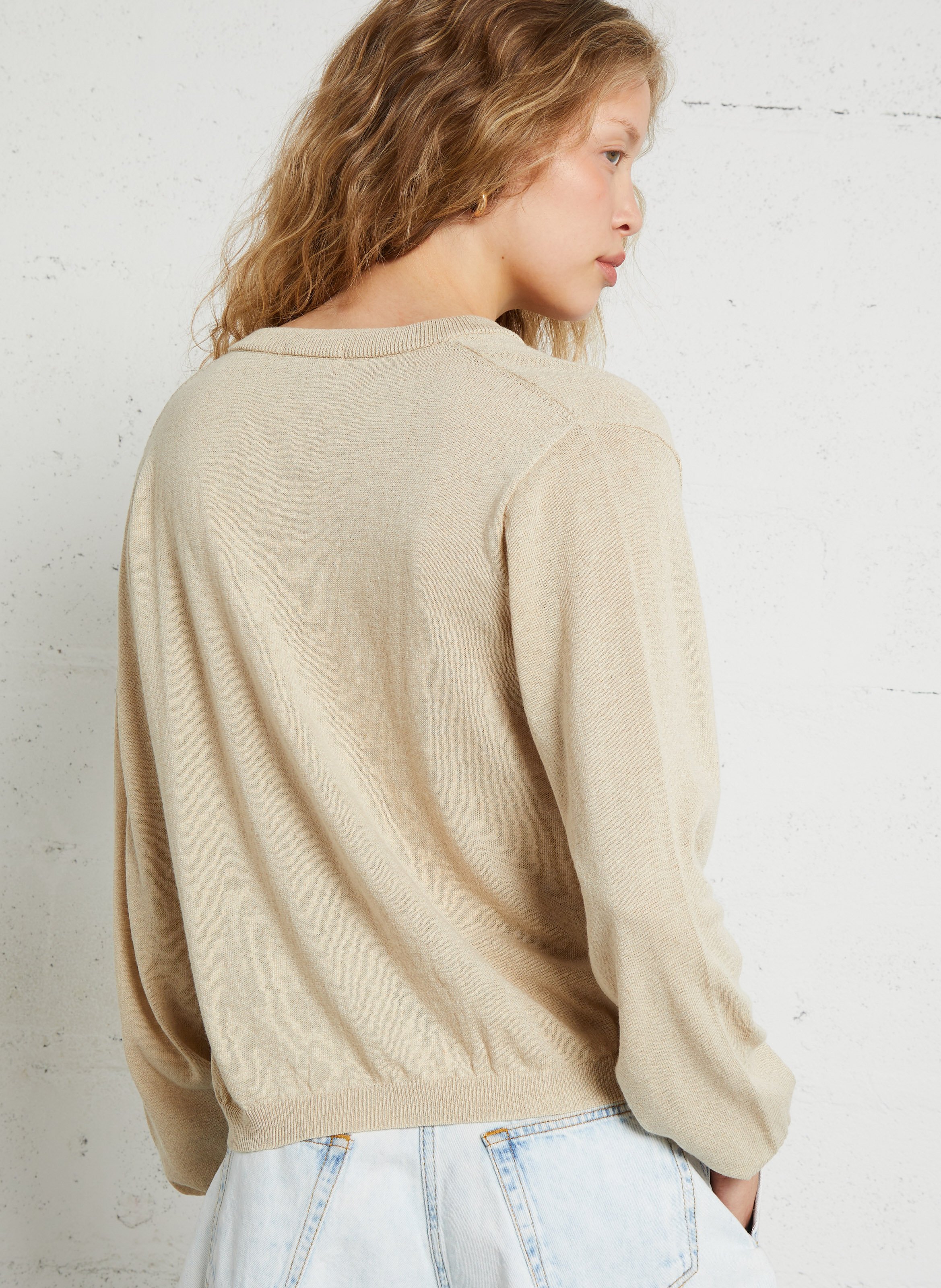 Oversized round neck vest BELLEROSE Beige
