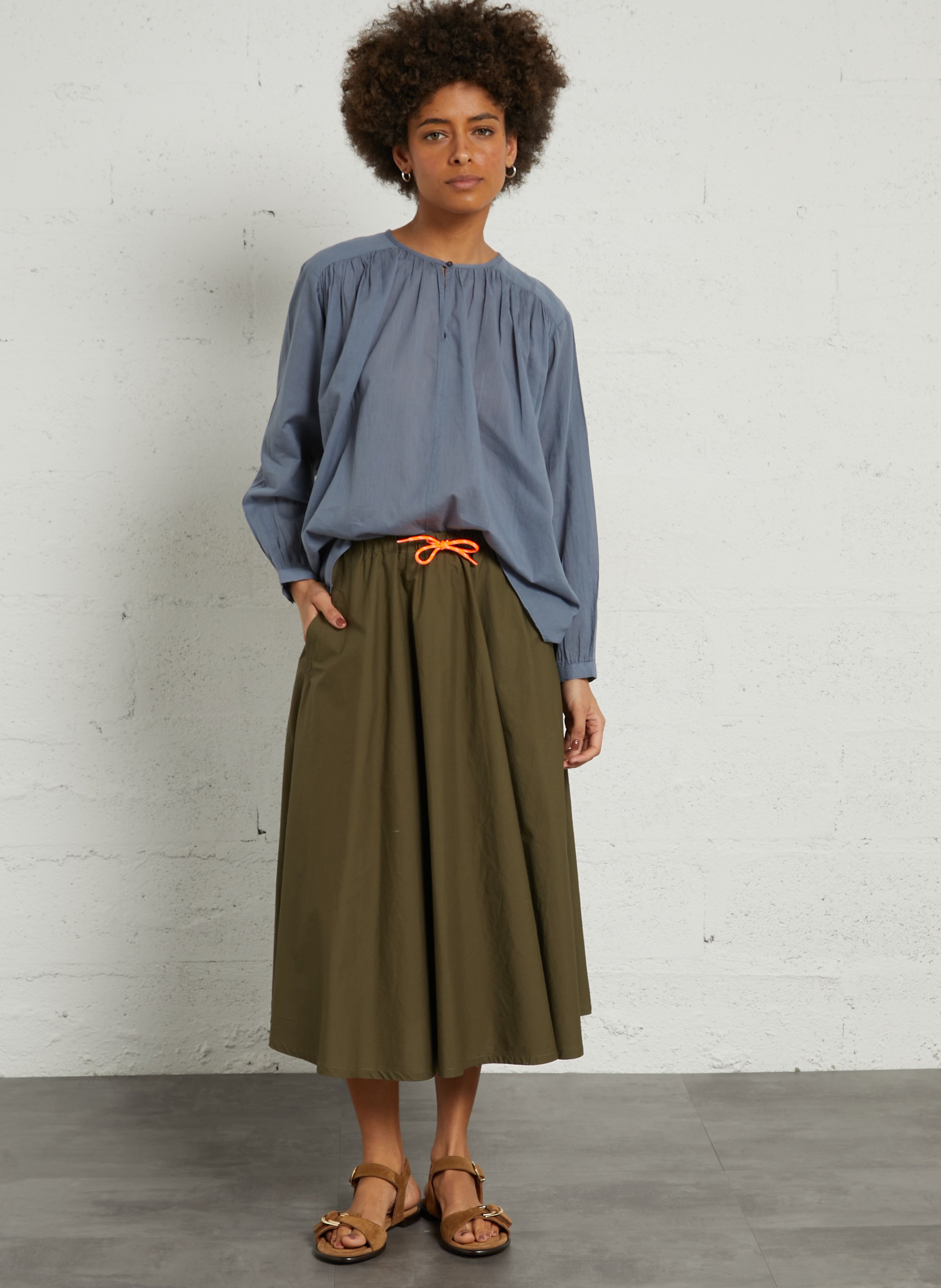 Cotton midi skirt LE TEMPS DES CERISES Green