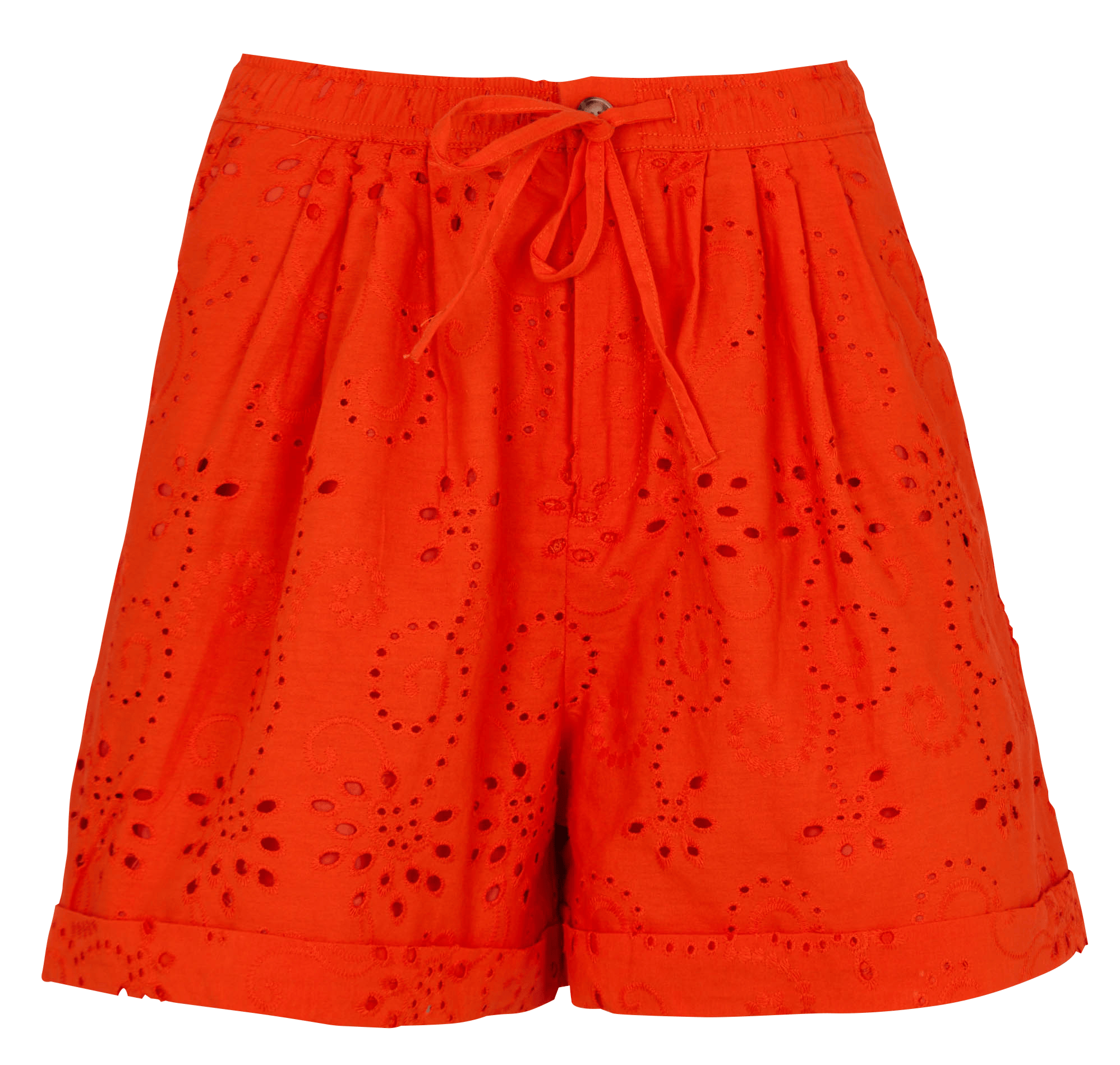 Korte rok met Engels borduurwerk in katoen. THE KORNER Rood